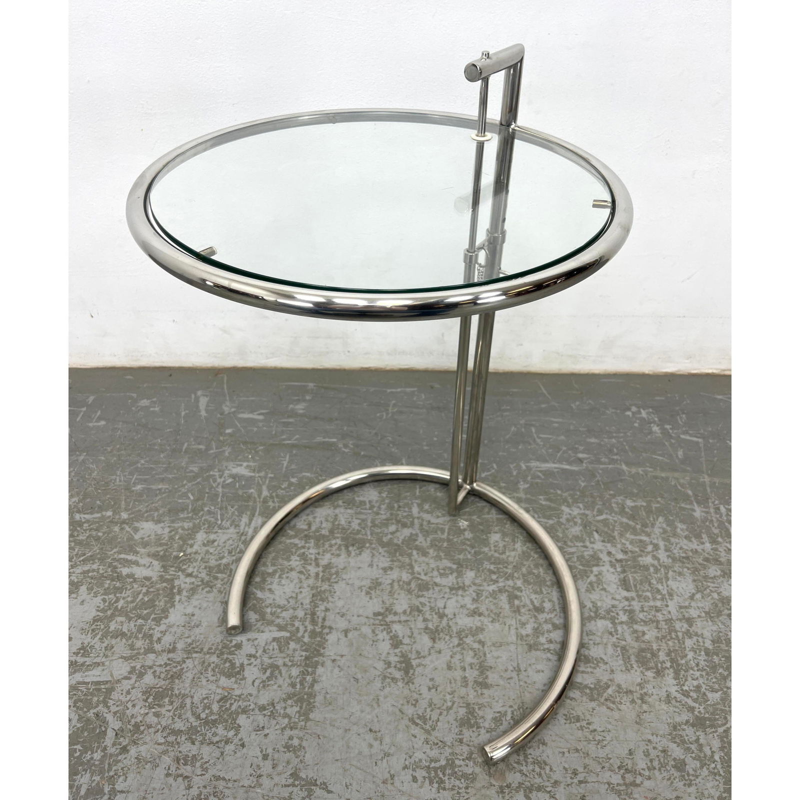 Eileen Gray Style Chrome and Glass Adjustable Table. (1 of 8)