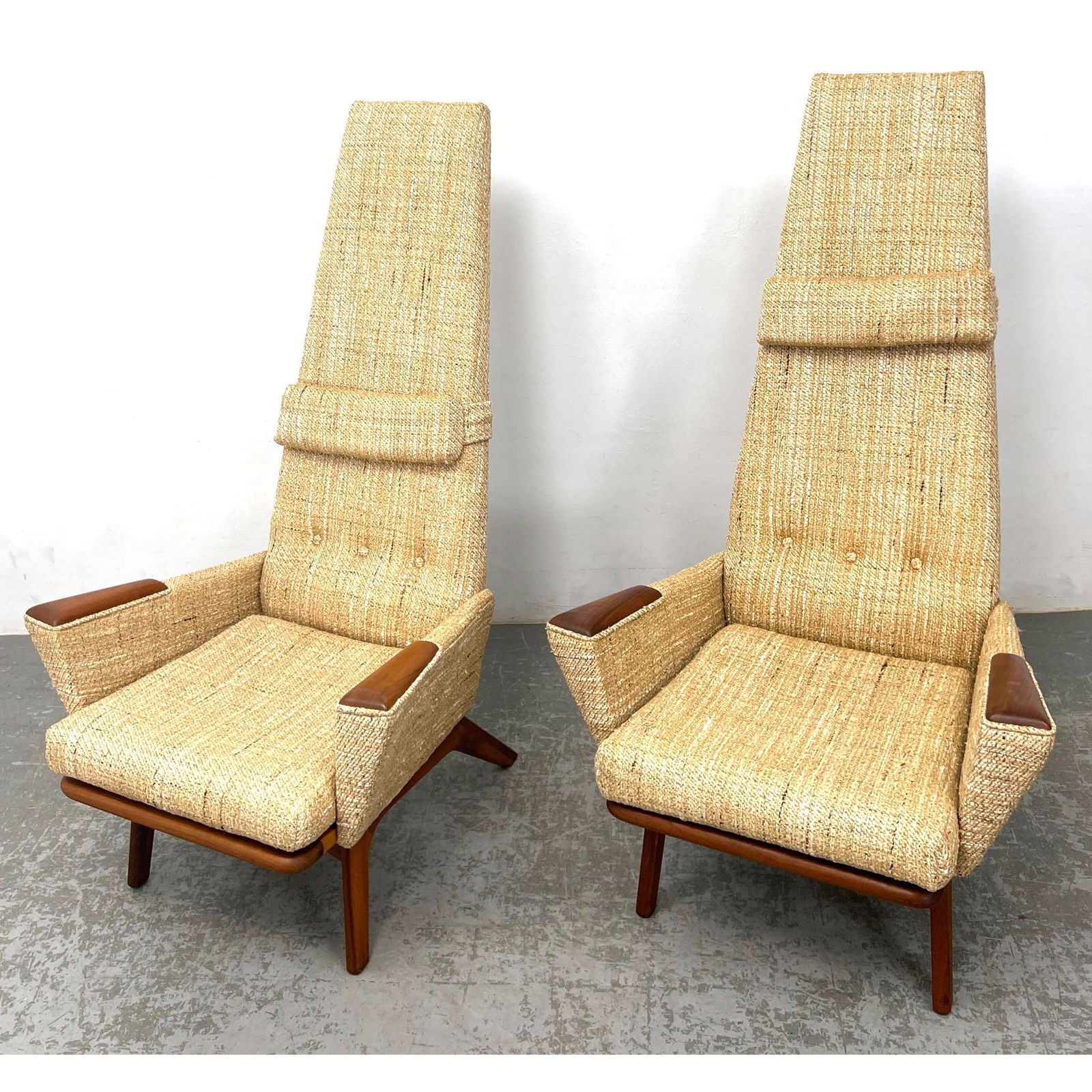 Pr Adrian Pearsall Slim Jim lounge chairs. Walnut accents. Tall backs with adjustable pillow. (1 of 20)