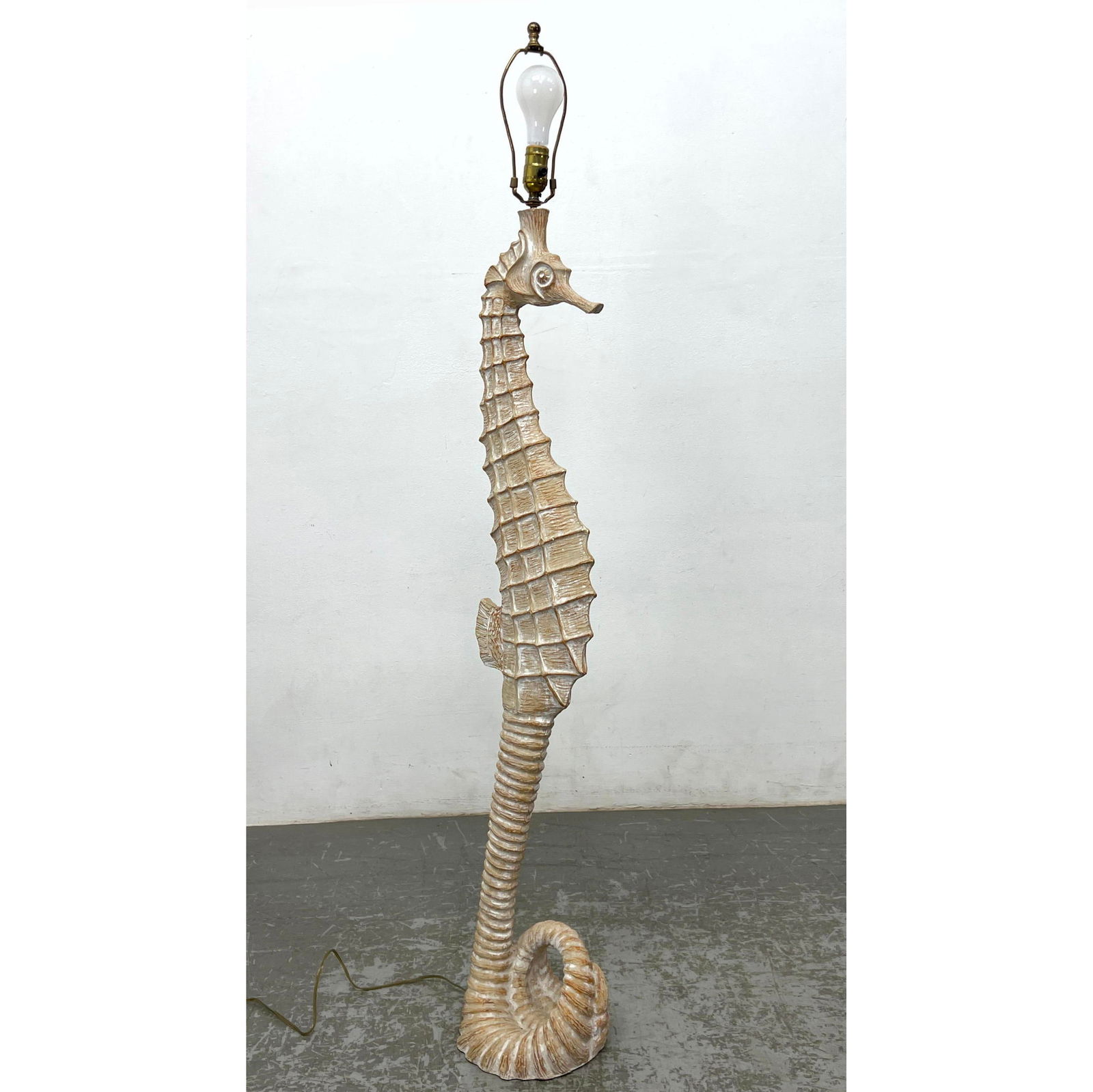 Large Whimsical Figural Sea horse Floor lamp. Carved wood. (1 of 12)