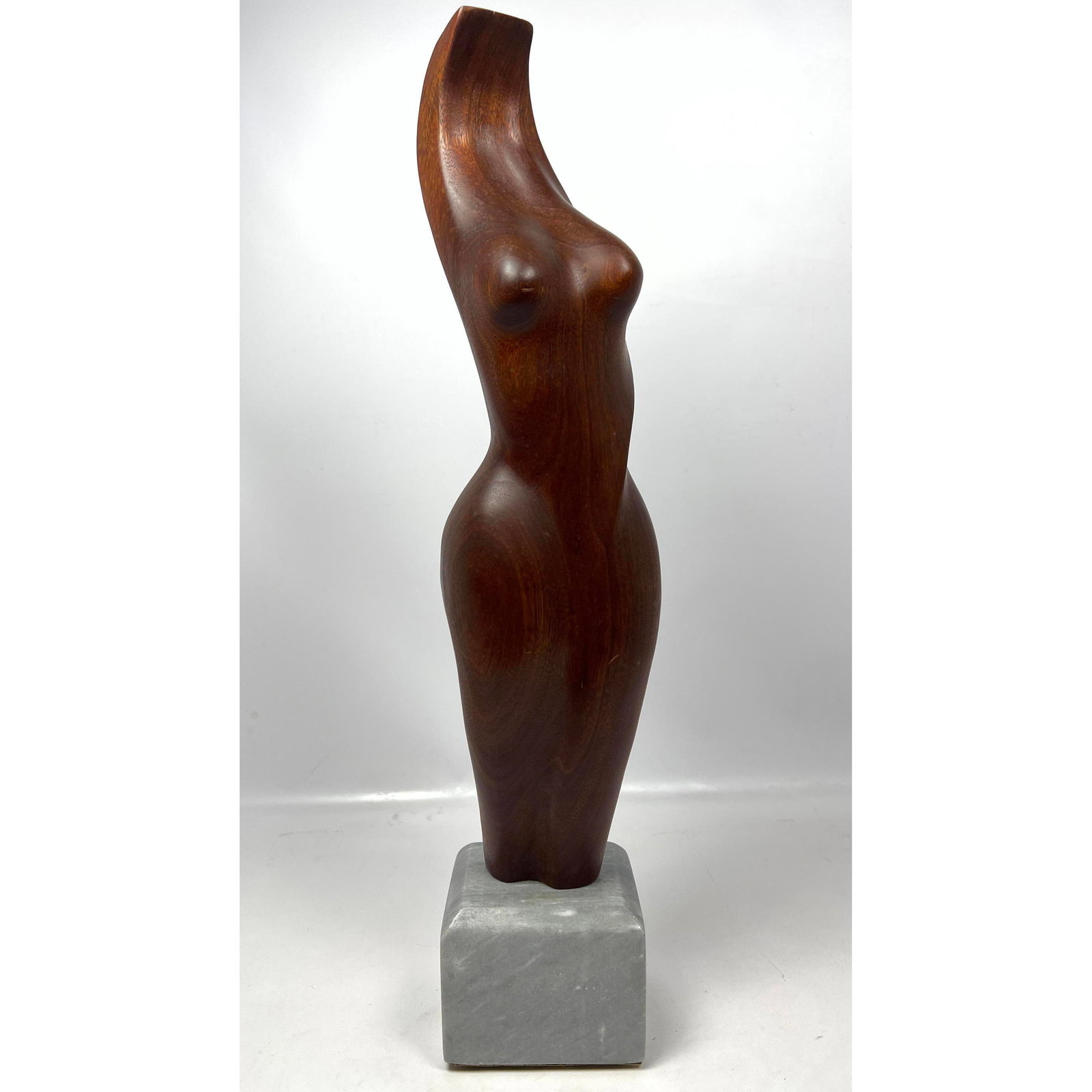 Gert Olsen Modernist Figural Wood Sculpture. Sensual Female Nude. Marble Block Base. Signed.: Gert Olsen Modernist Figural Wood Sculpture. Sensual Female Nude. Marble Block Base. Signed. Dimensions: Height: 21.5 inches, Width: 5 inches, Depth: 5 inches. --- US Packing and Shipping charge: In h