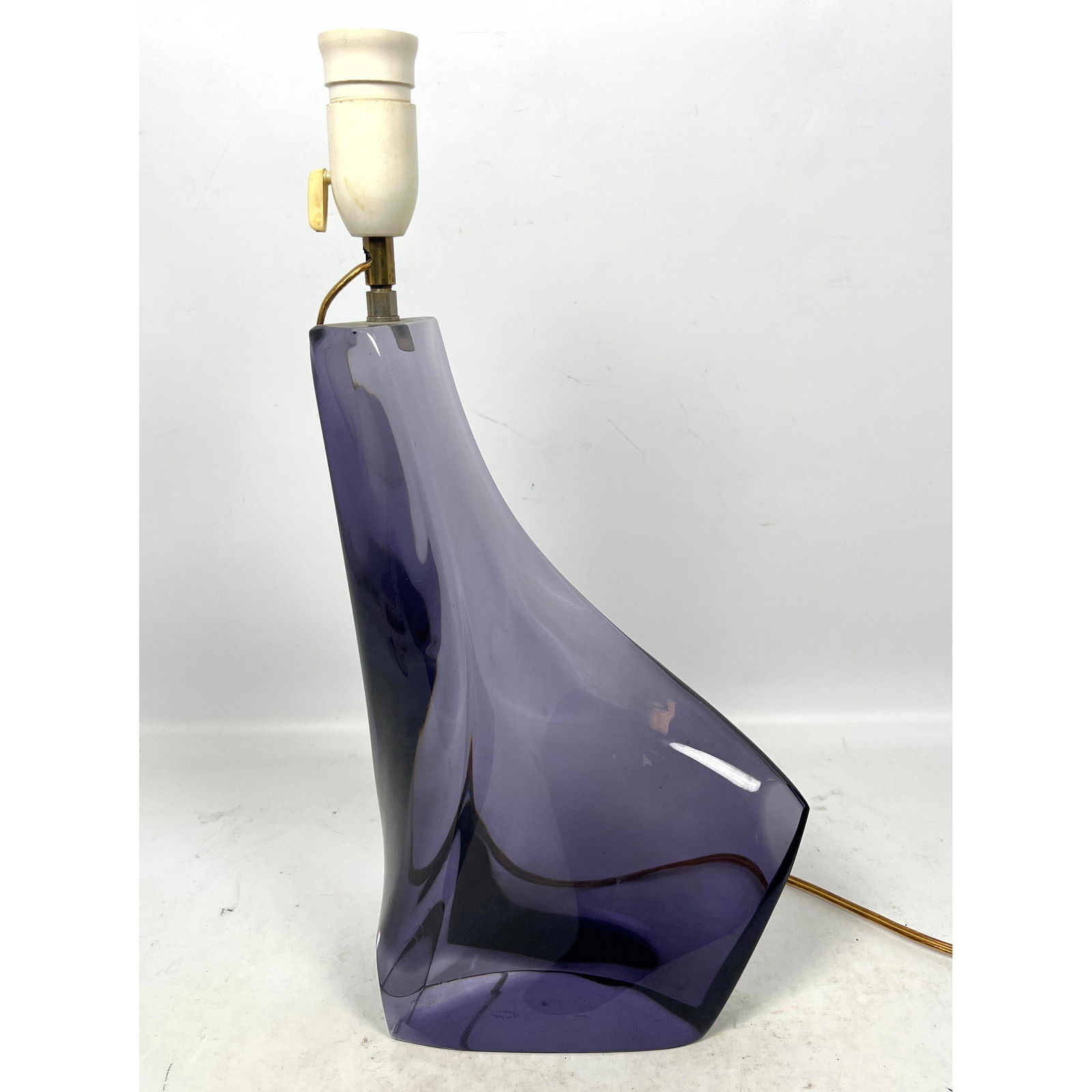 Cristal Ile De France Heavy glass lamp. Lavender color. Signed. European Wiring. (1 of 10)