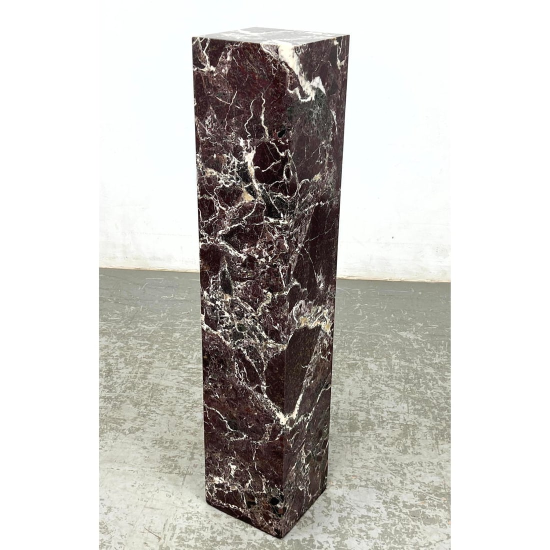 Modernist Marble Pedestal brown and white veining. Square Column. Very heavy (1 of 9)
