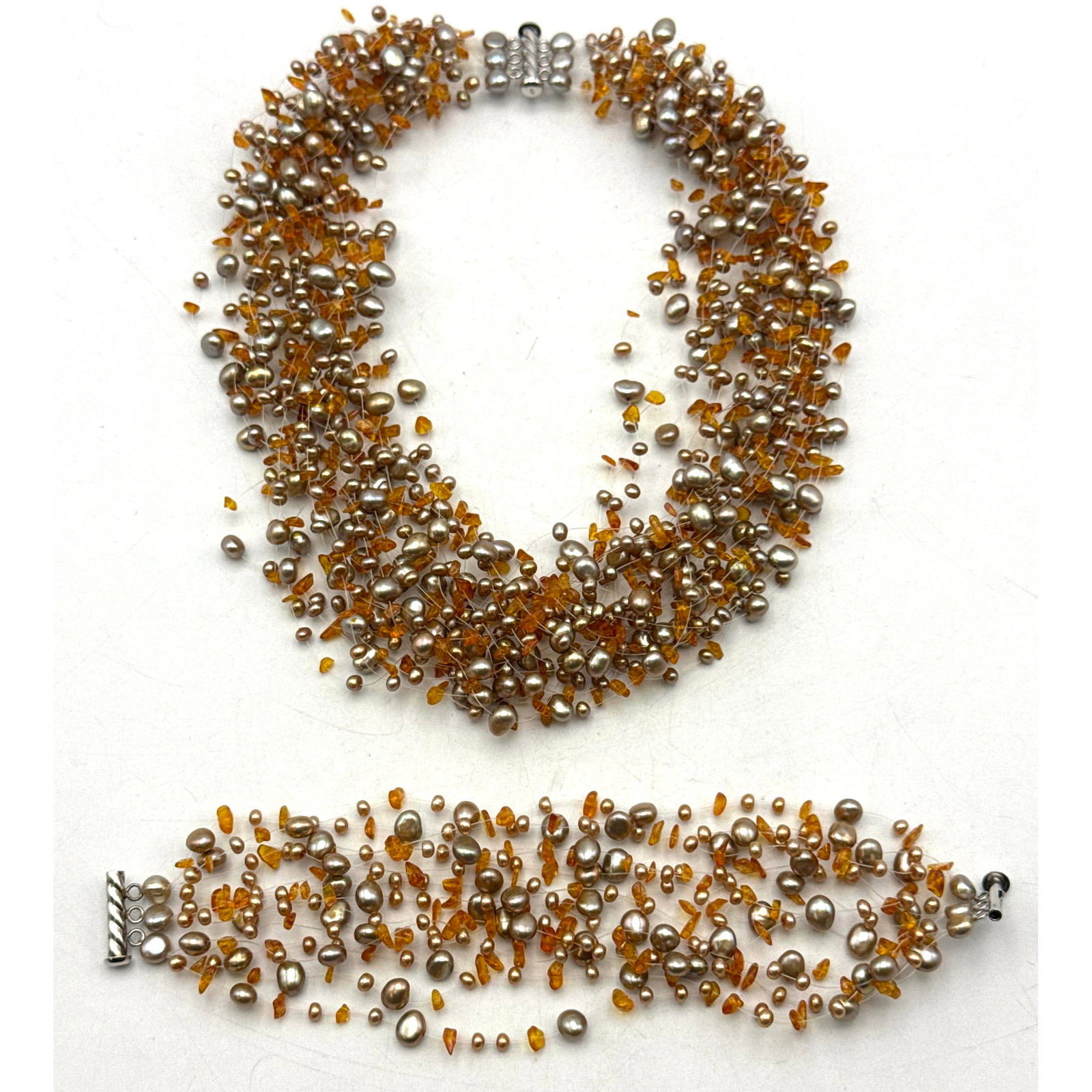 2pc TIFFANY and CO Multi Strand Pearl Necklace, Bracelet. IRIDESSE Rich Lustre Pearl Torsade Necklac (1 of 6)