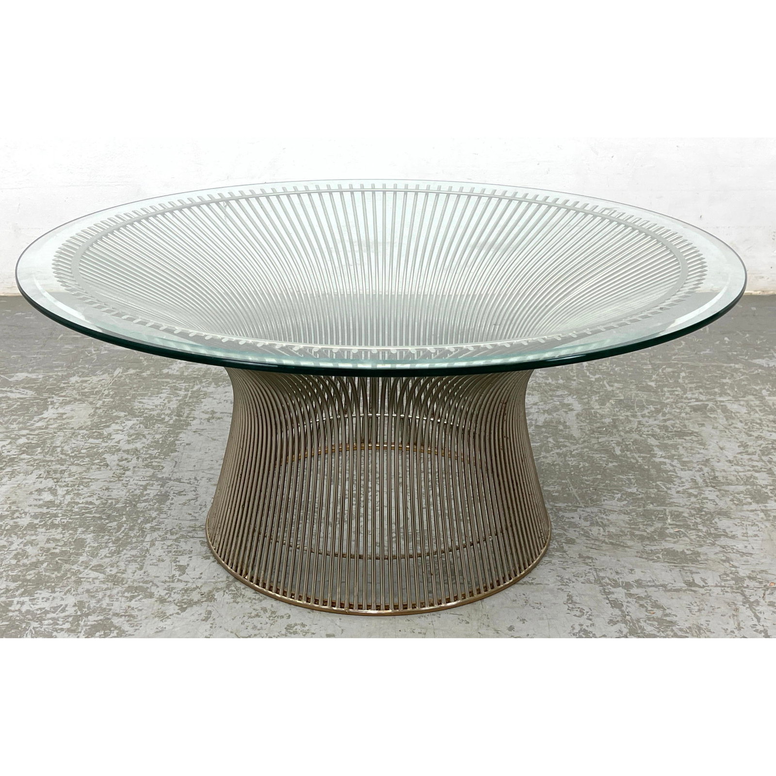 WARREN PLATNER Chrome Rod Coffee Table. Round Glass Top. American Modern. (1 of 8)