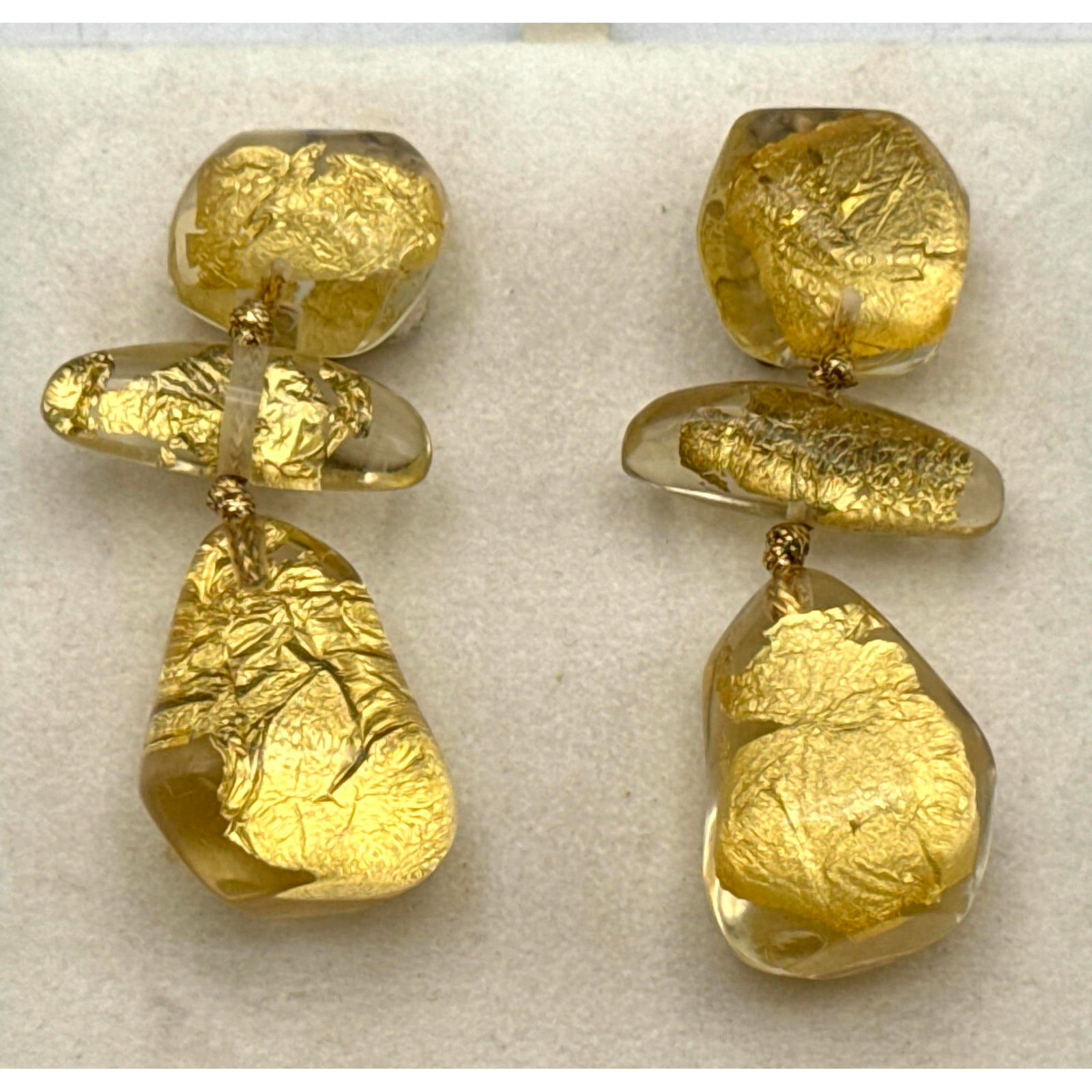 Pr GERDA LYNGGAARD for MONIES Acrylic Earrings. Statement Earrings. Clear Acrylic with internal gold (1 of 6)