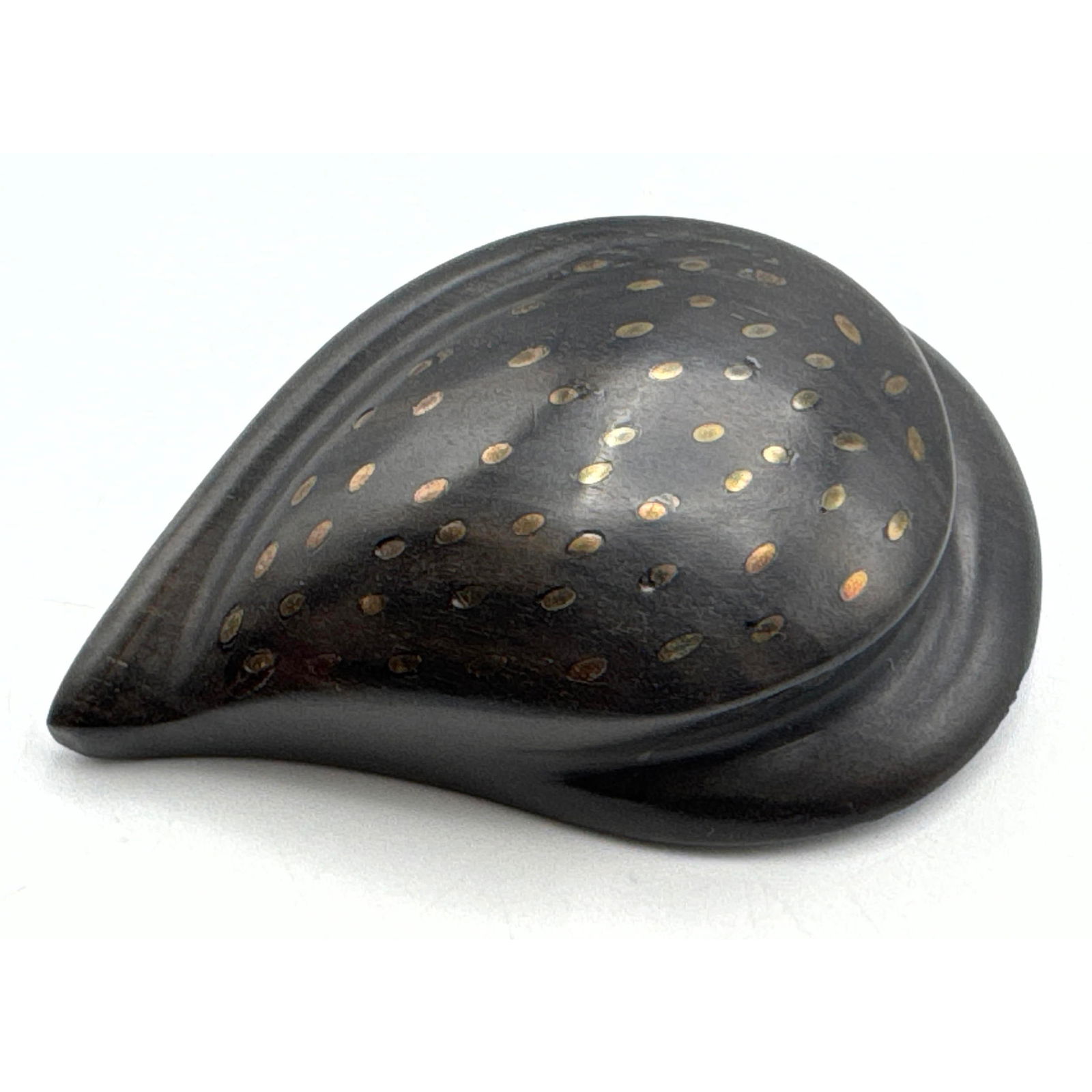 PATRICIA Von MUSULIN Artist Signature Ebony Brooch. Sculptural Carved Wood Pin has Inlay Sterling Da (1 of 6)