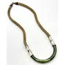 CLIFTON NICHOLSON Sterling Silver Jade Bamboo Necklace. Artist Studio. Large Jade Pendant capped wit