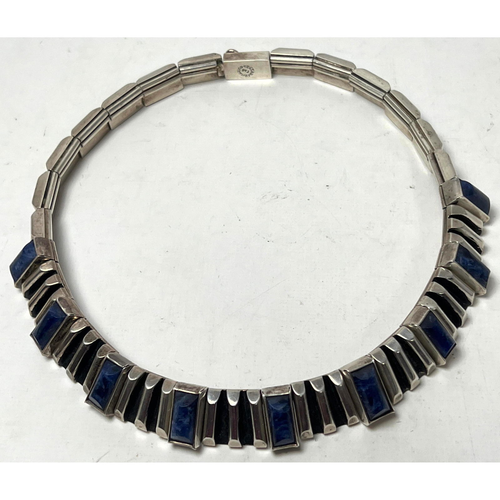 TAXCO Mexico Sterling and hard stone Necklace choker. Signed TAXCO 925 (1 of 9)