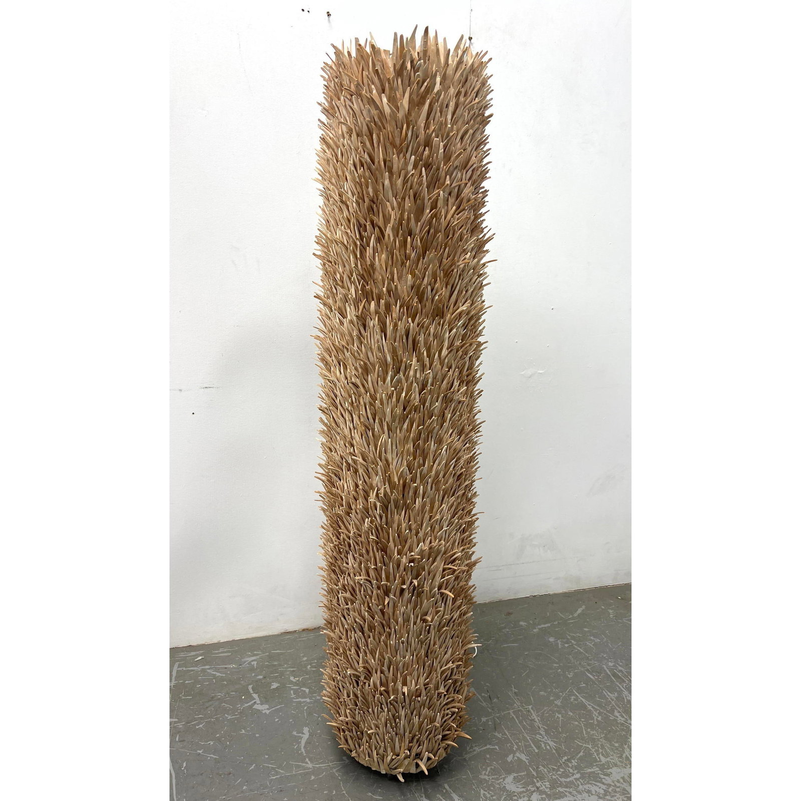 Vintage Danish Sea Urchin floor lamp. Hundreds of bleached coconut wood spines on metal frame. (1 of 9)