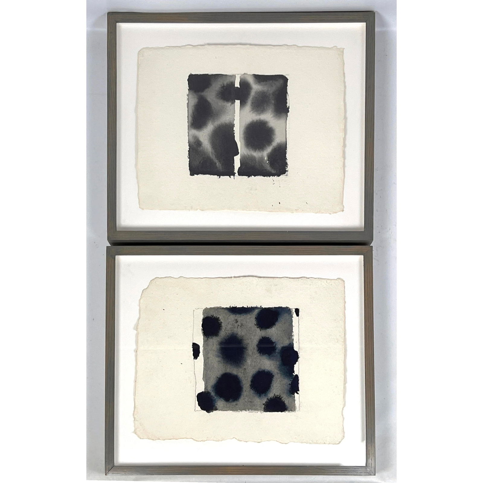 2pcs Jacqueline Humphries Ink on Paper Paintings.: 2pcs Jacqueline Humphries Ink on Paper Paintings. Dimensions: Frame Height: 14 inches, Frame Width: 16.5 inches. - Image Size: Image Height: 10 inches, Image Width: 12.5 inches. --- - We offer curbsid