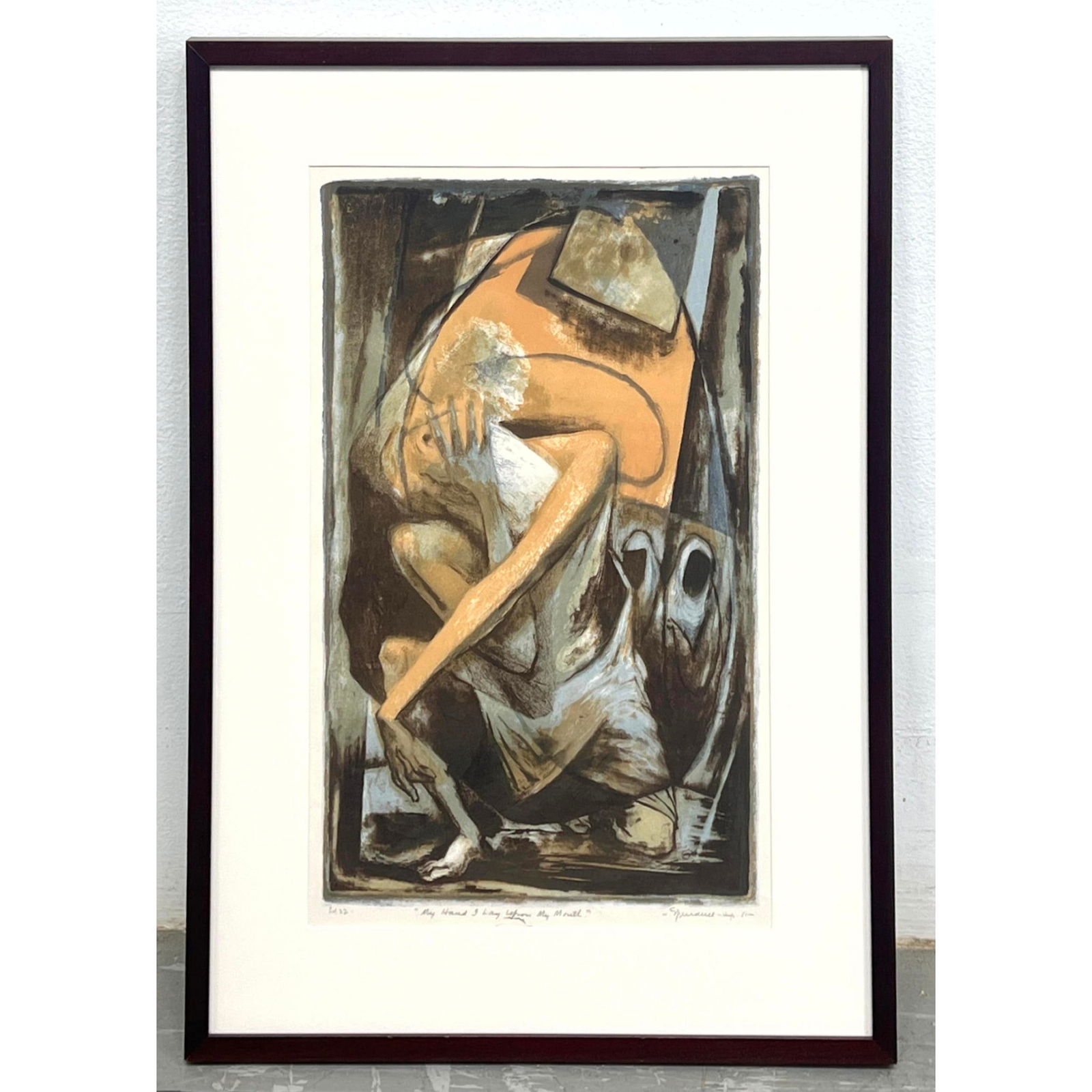 Benton Spruance Color Lithograph. My Hand I Lay Upon My Mouth.  signed (1 of 9)