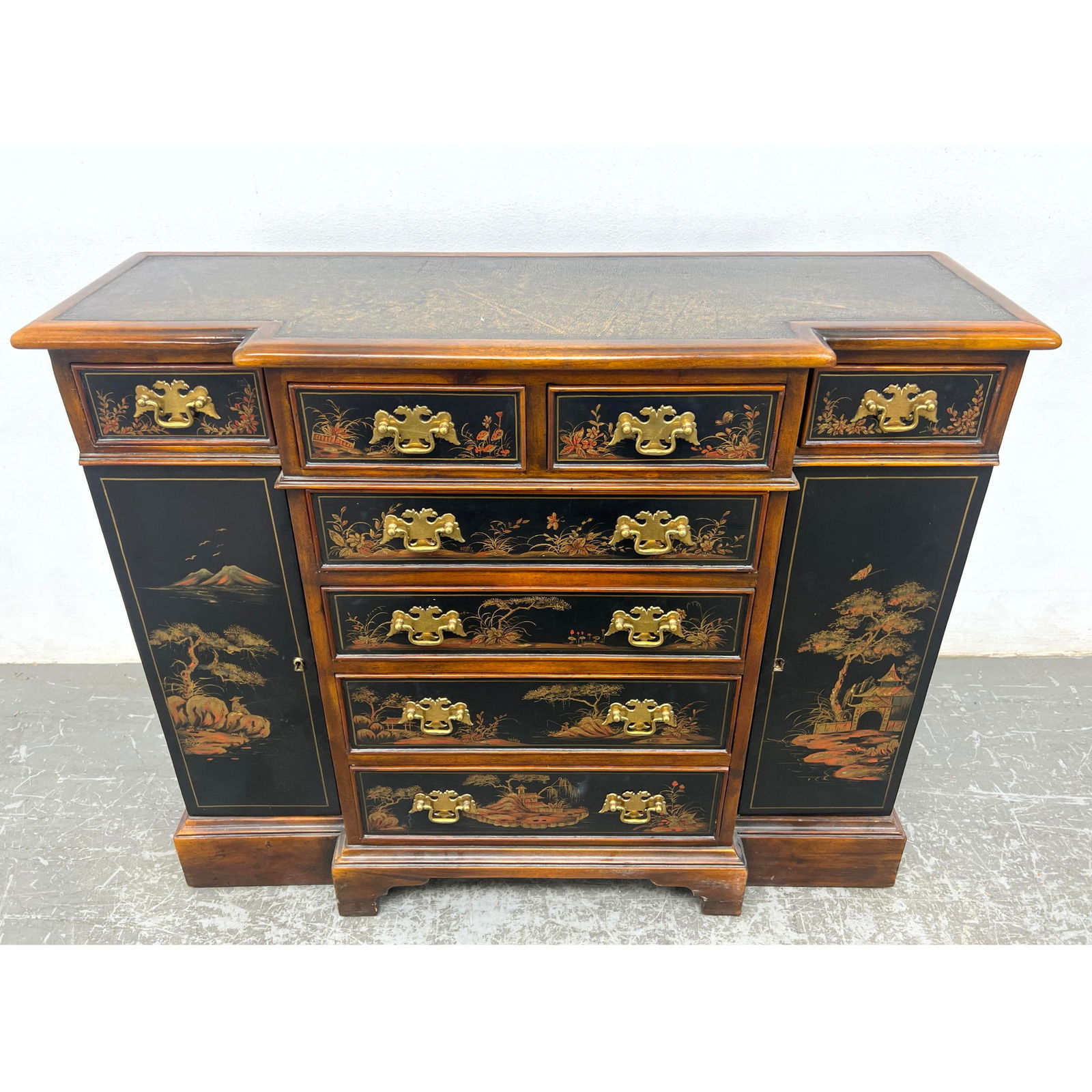 Decorator Chinoiserie Server Cabinet with Tooled leather top. (1 of 11)
