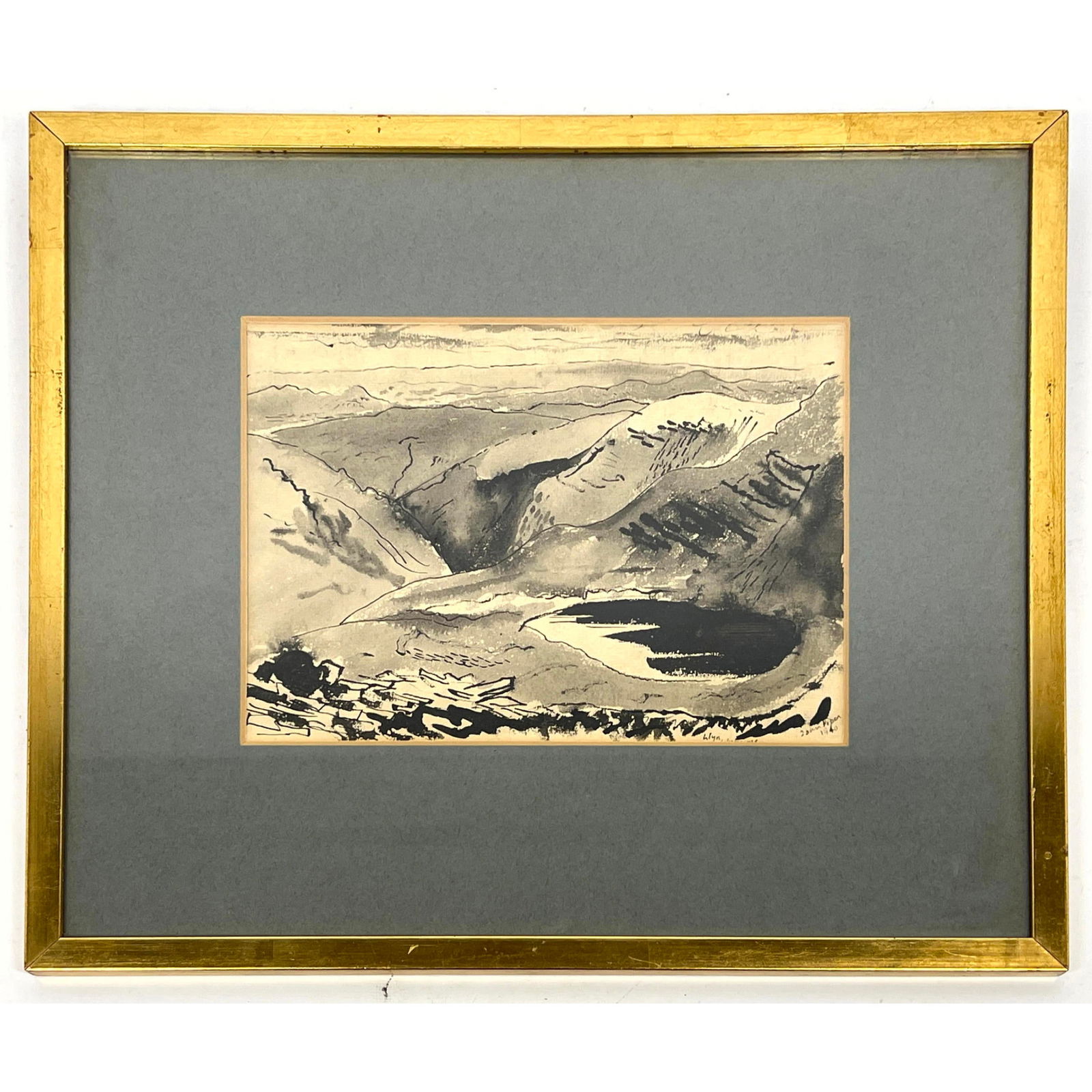JOHN PIPER Signed Watercolor Painting. Dated 1940: JOHN PIPER Signed Watercolor Painting. Dated 1940 Dimensions: Frame Height: 14.75 inches, Frame Width: 16.5 inches. - Image Size: Image Height: 7.25 inches, Image Width: 9.75 inches. --- - We offer cu