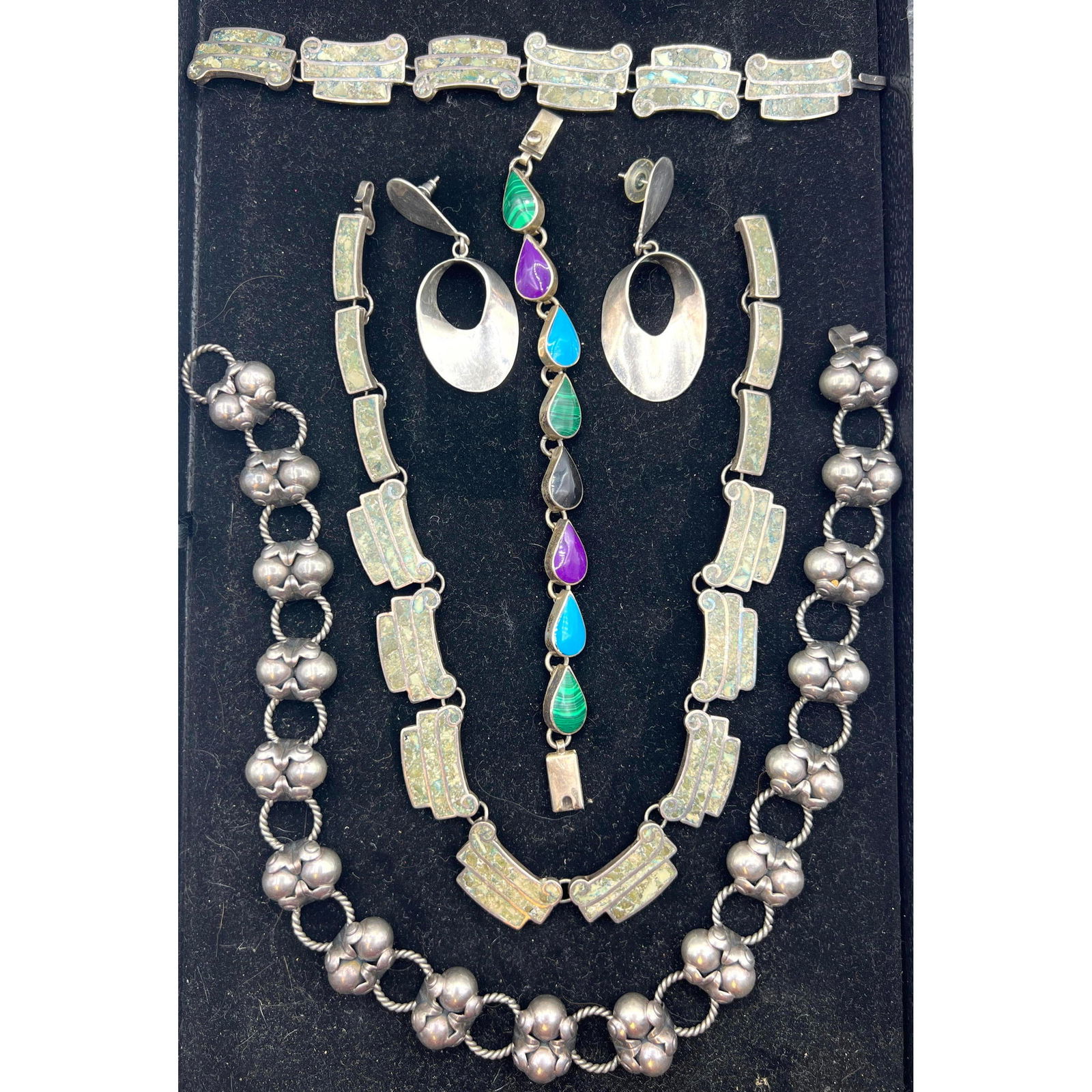 5pcs Sterling Jewelry.  Taxco 980, Necklace, Bracelet, earrings. (1 of 10)