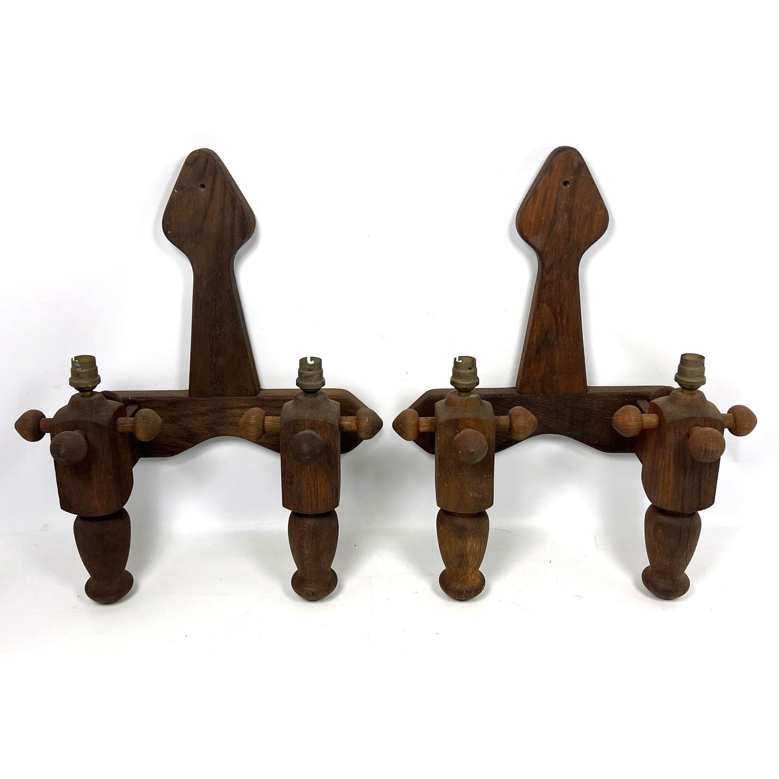 Pair Guillerme et Chambron Wall Sconces, Edition Votre Maison, circa 1970. Oak. (1 of 12)