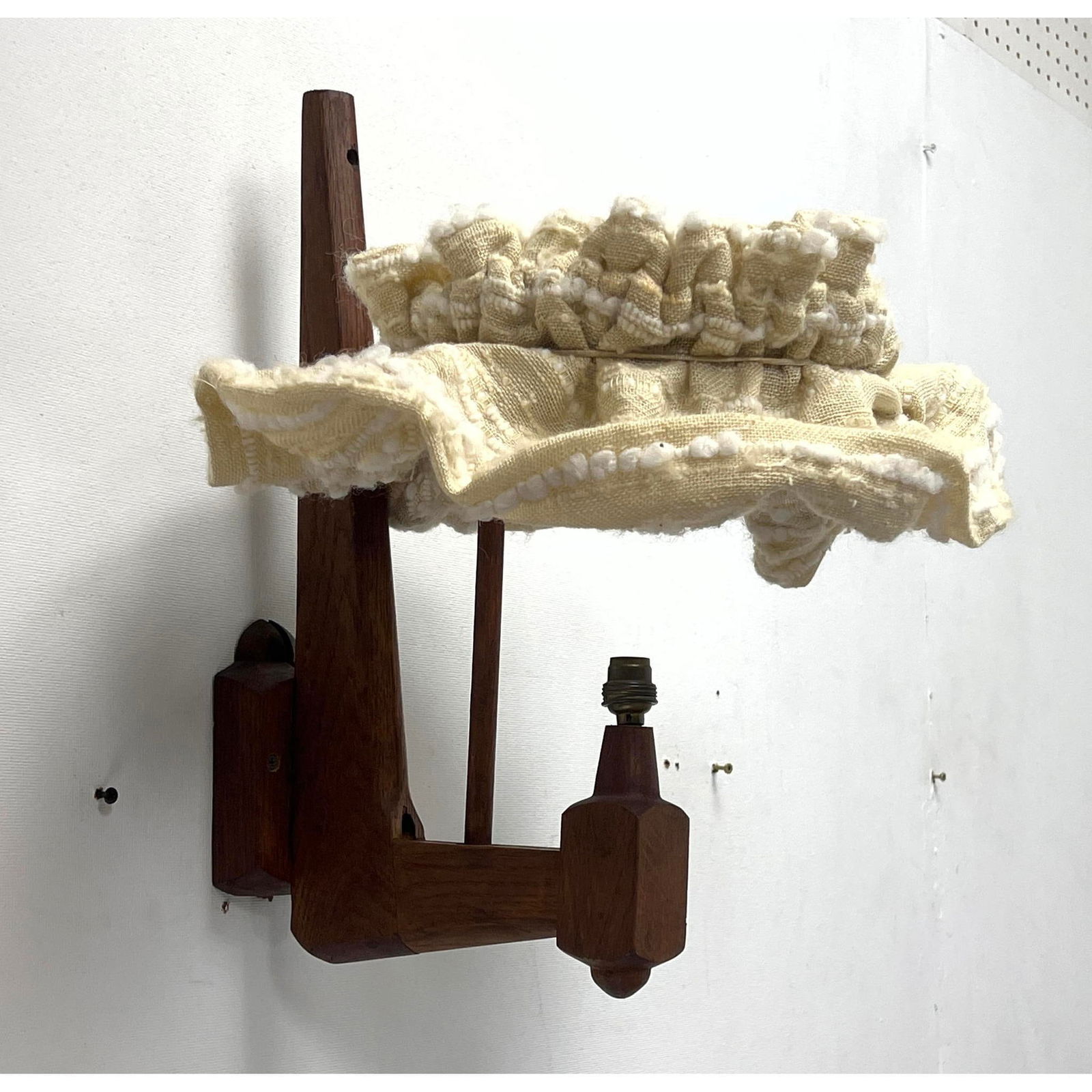 Guillerme et Chambron Wall Sconce with fabric shade. Oak. (1 of 9)