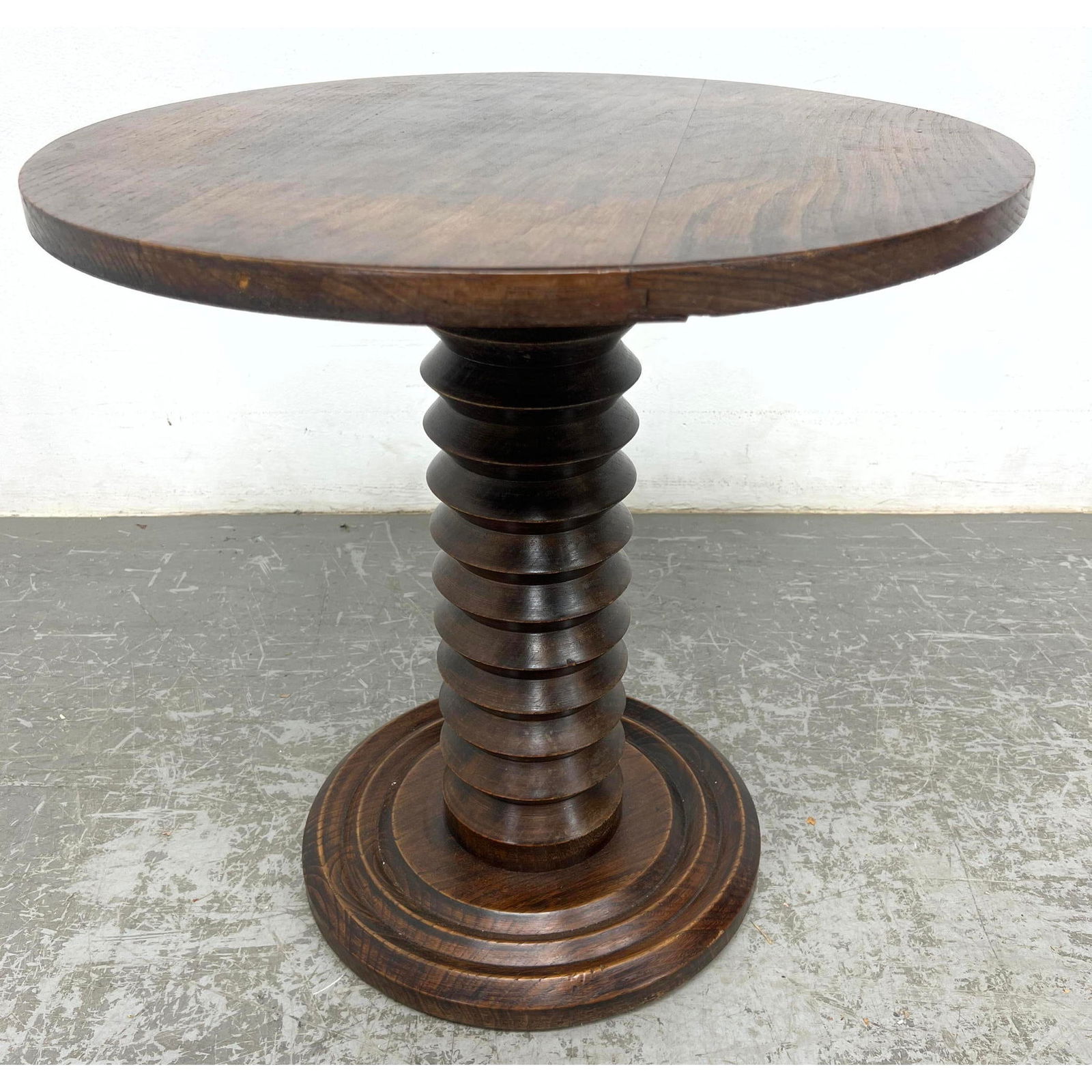 French oak pedestal side table in the manner of Charles Dudouyt 1950's (1 of 7)