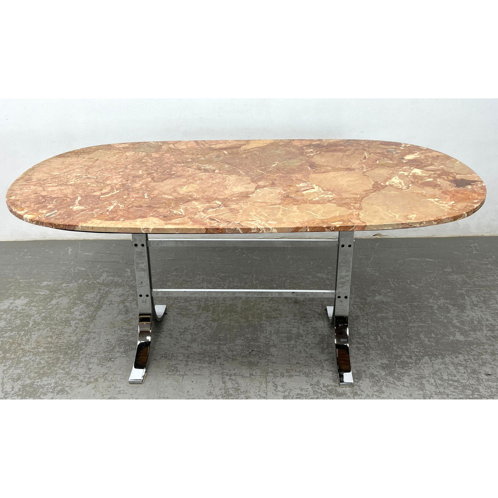 Decorator Modernist Marble Top Steel Base Dining Table. Italian Style. (1 of 9)