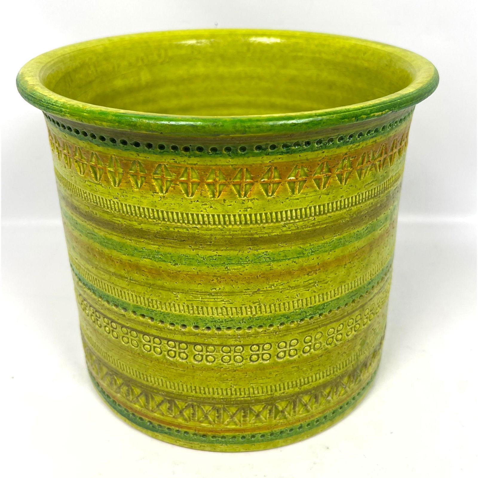 ROSENTHAL NETTER Green striped Planter. Aldo Londi Bitossi (1 of 10)