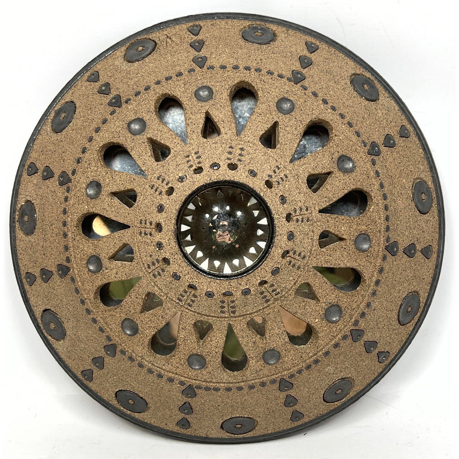 Signed Artist Studio Made Pottery Wall Mirror. Cut out design. ROSS MARCIA MAZUR magic mirror (1 of 9)