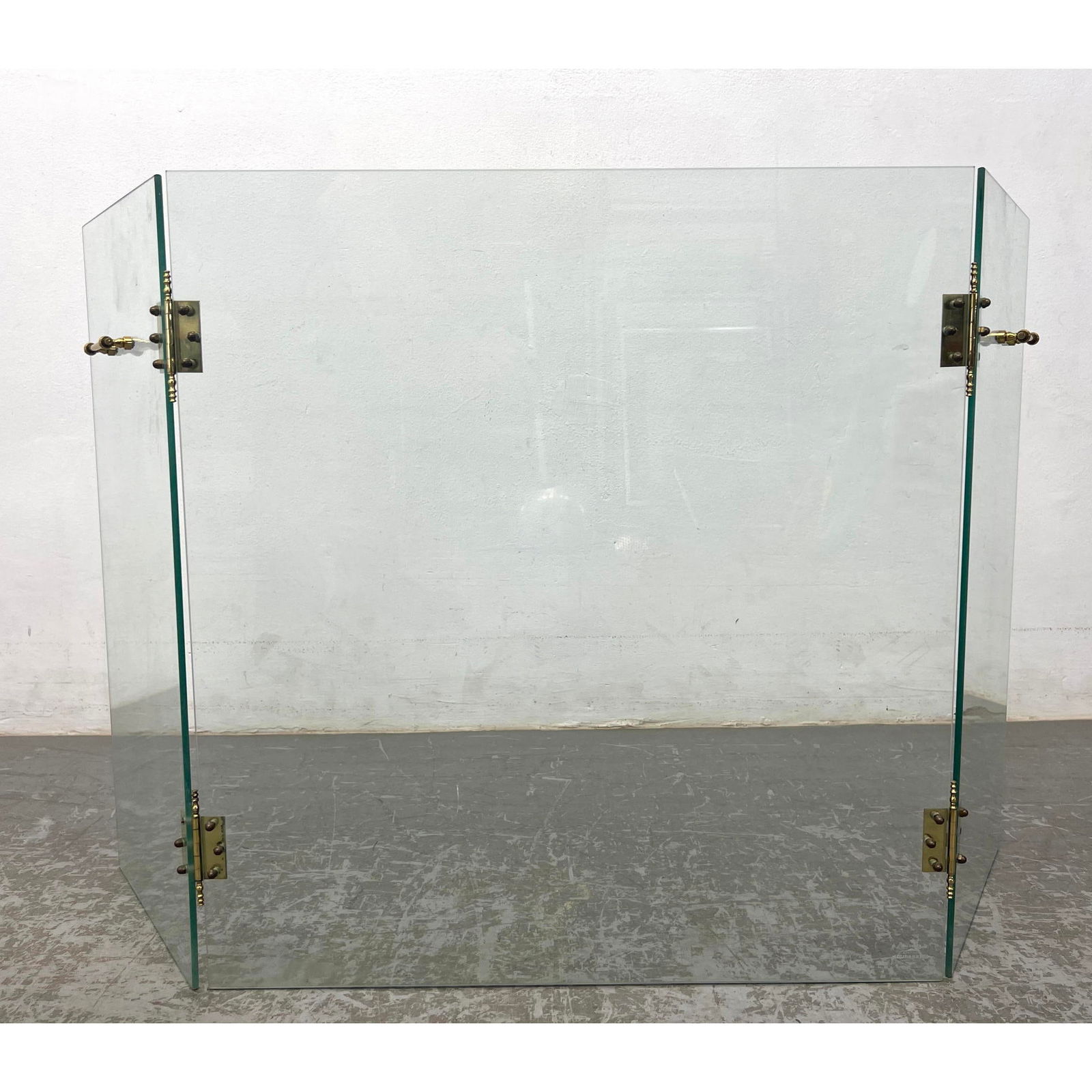 Minimalist Modern 3 Part Glass Fire screen. Fireplace Brass and glass. (1 of 13)