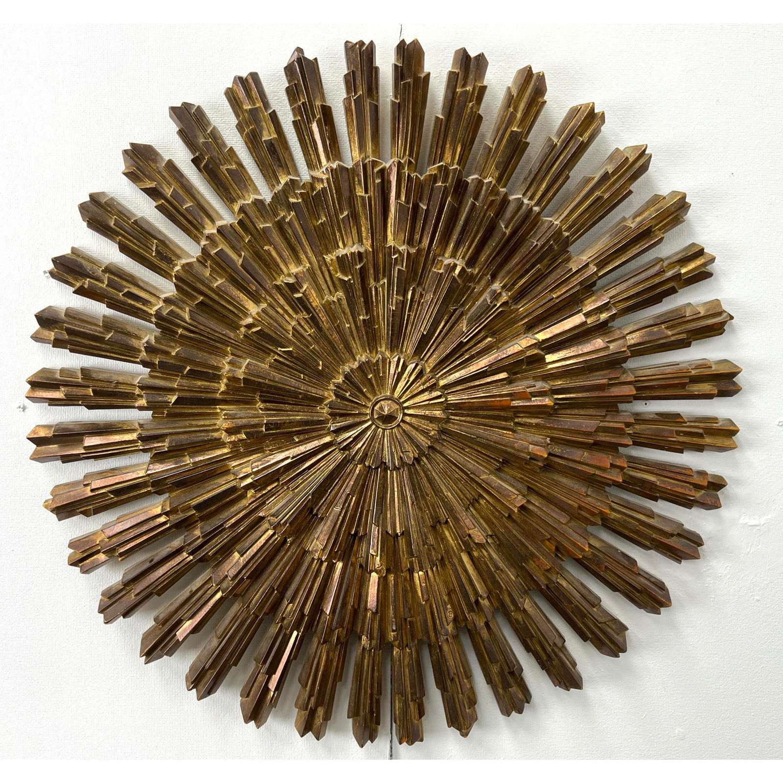 Syroco Wood Mid Century Modern wall sculpture with burnished gold finish. (1 of 9)