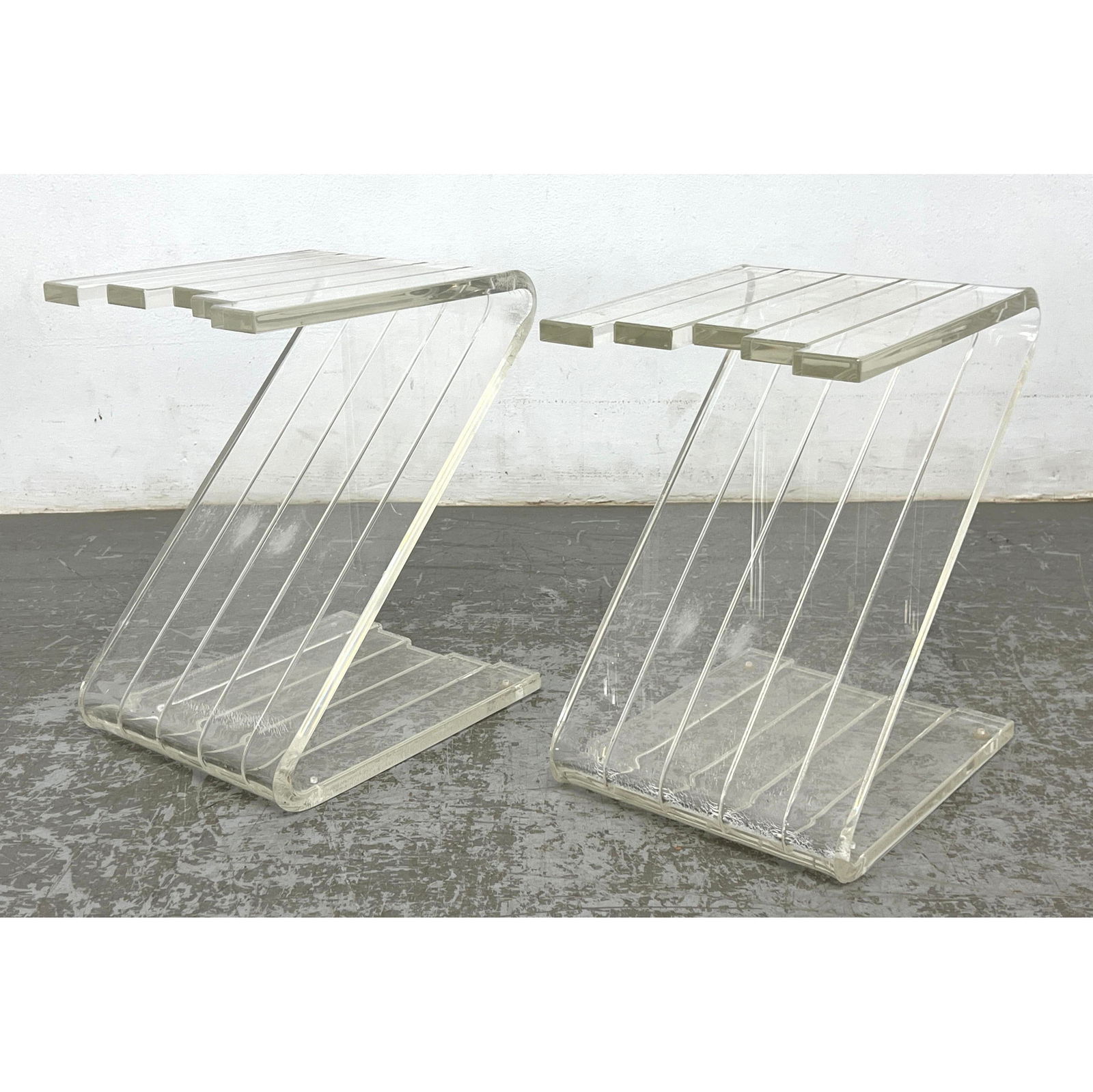 Pair Lee Industries lucite Z side tables (1 of 10)