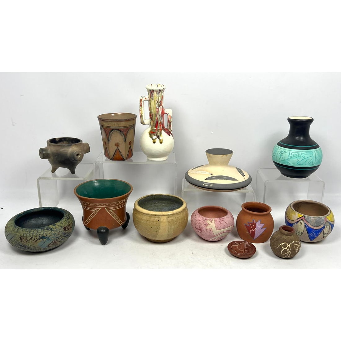 12pcs American Indian Pottery. Most signed (1 of 18)