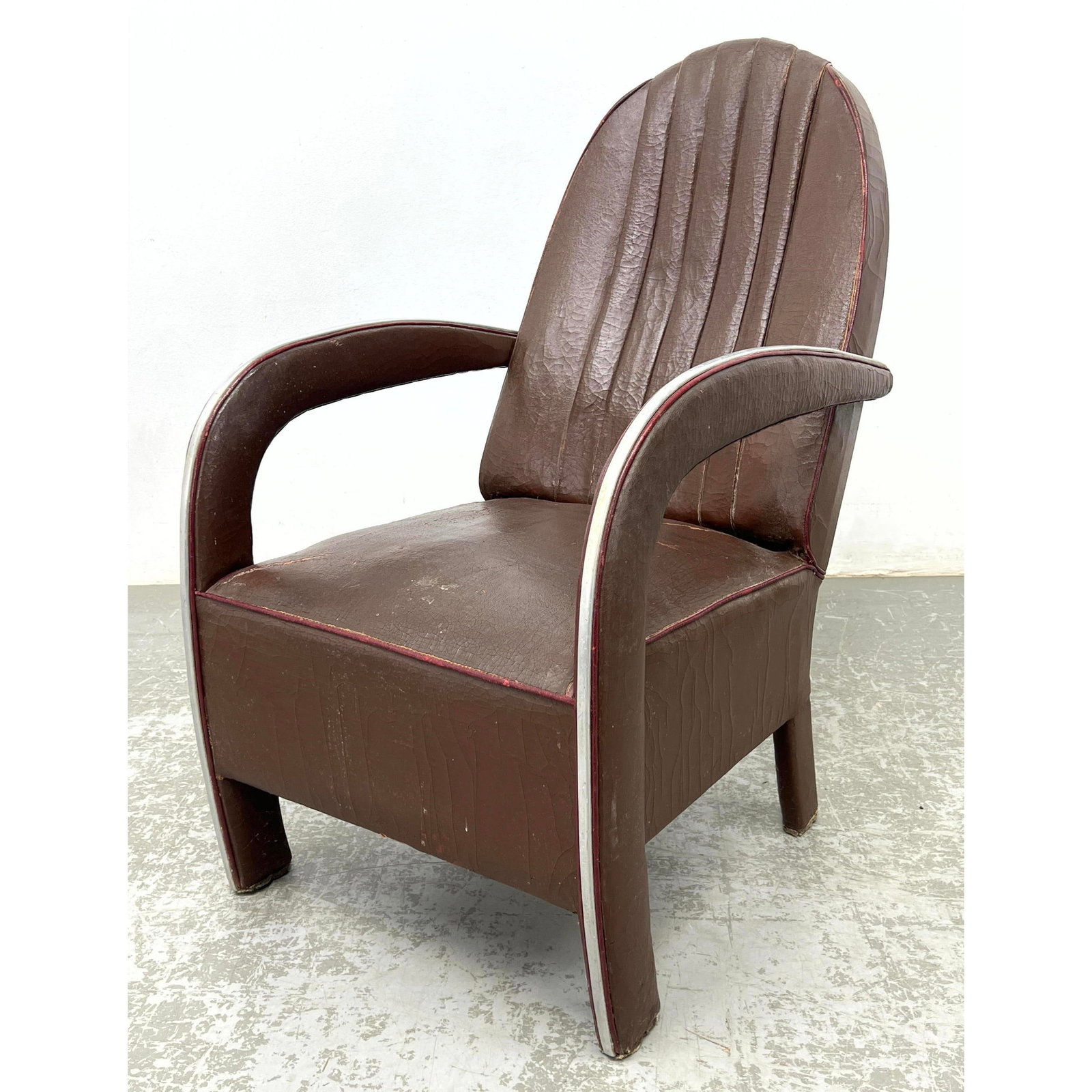 Vintage Art Deco Lounge Chair with Chrome decorative strip. (1 of 13)