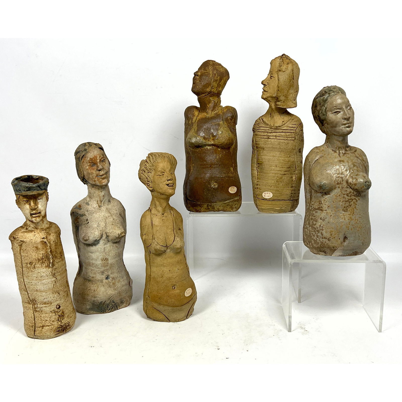 6pcs Studio Pottery Figures NEW Old Store Stock stored from Closed Craft Gallery. Refreshed, Stripes (1 of 18)
