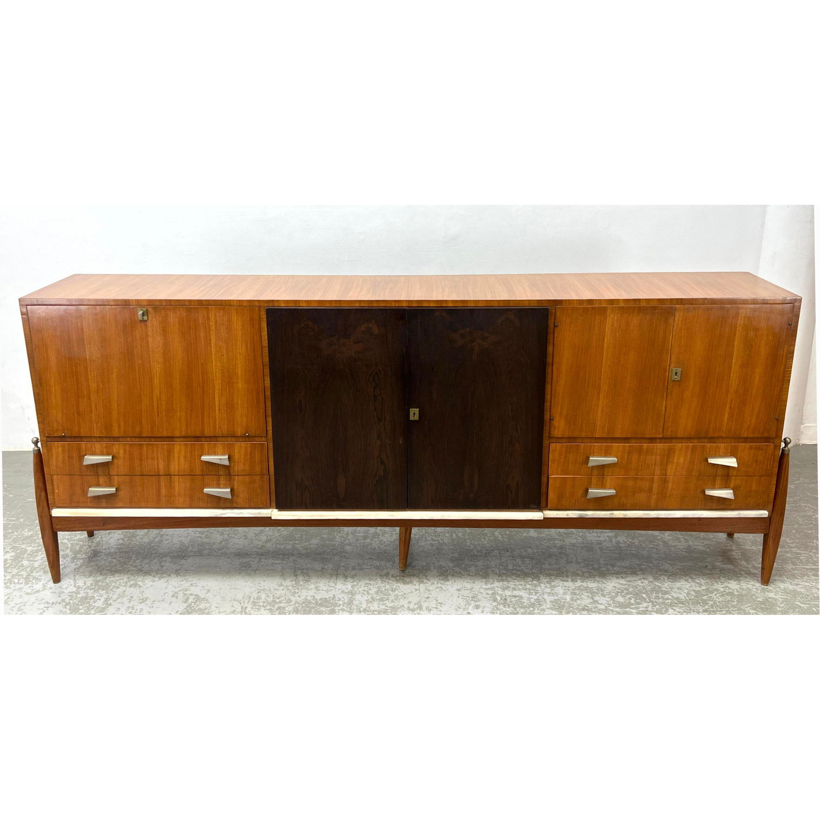 Italian Bar Cabinet Highboard Sideboard Credenza Mahogany (1 of 17)