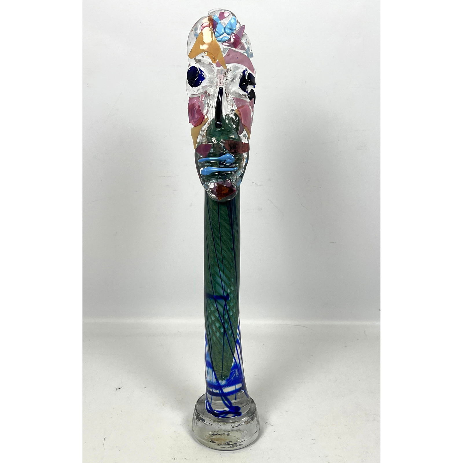 Signed Figural Modernist Head Glass Totem Sculpture. Artisan Glass Studio. NEW Old Store Stock store (1 of 10)