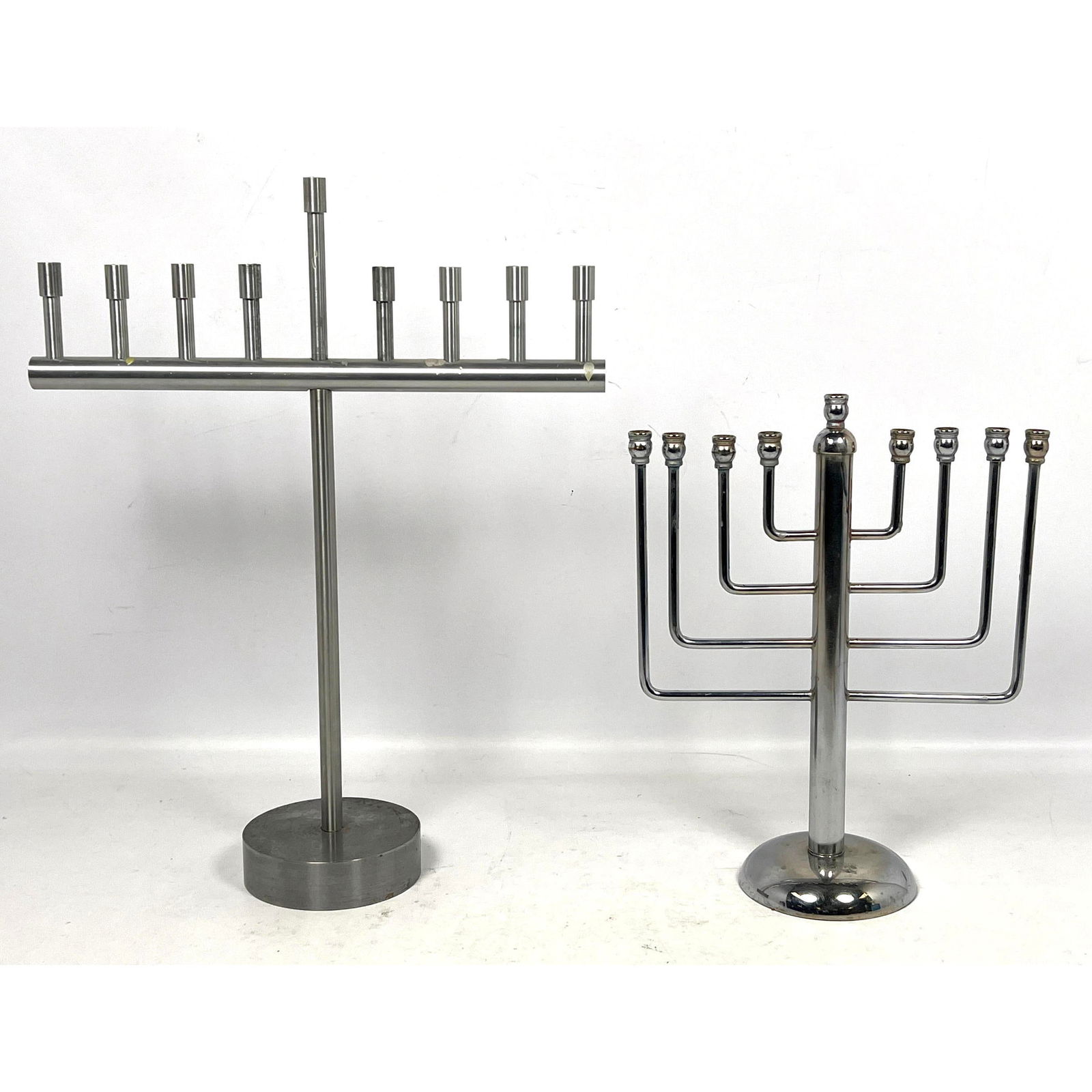 2pc Vintage Menorahs. Chrome plated and custom made machinist made aluminum and steel (1 of 15)
