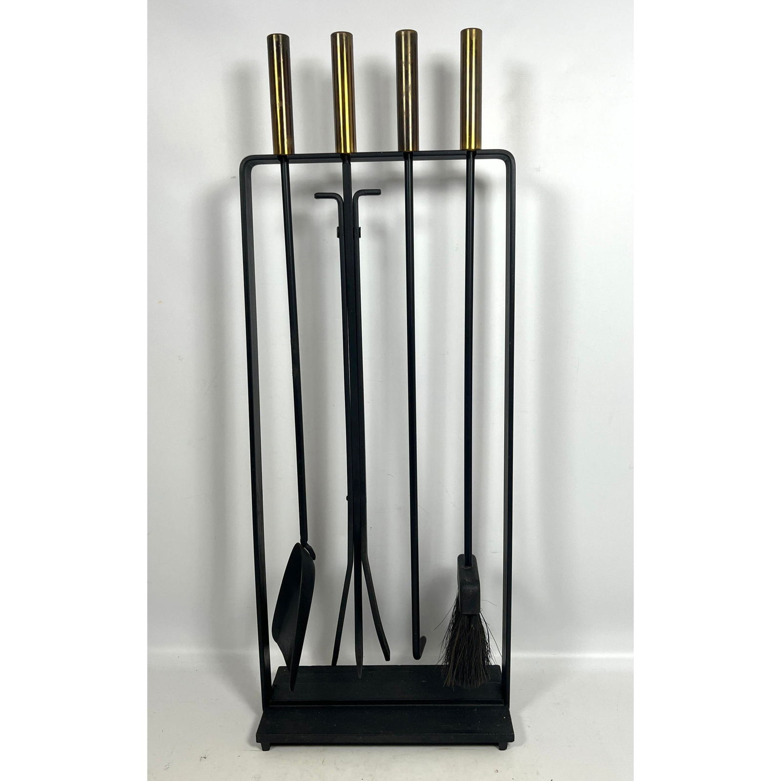 Mid Century Modern Pilgrim Brass Handle Fire Tools. Fireplace accessories. Signed on bottom made in (1 of 6)
