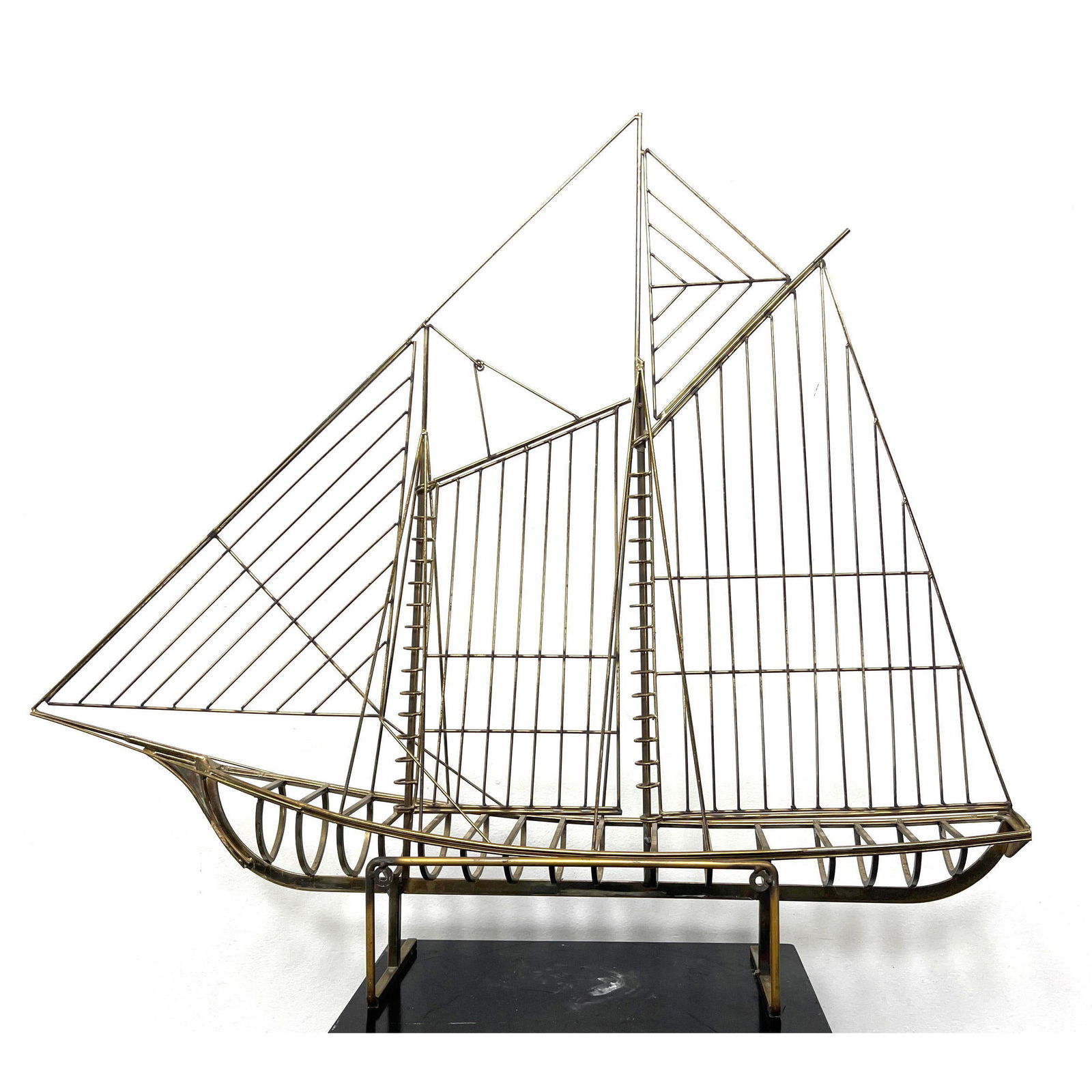 CURTIS JERE Sailing Ship Yacht Metal Sculpture. 1970's. Can sit on cabinet top; also has hooks for h (1 of 11)