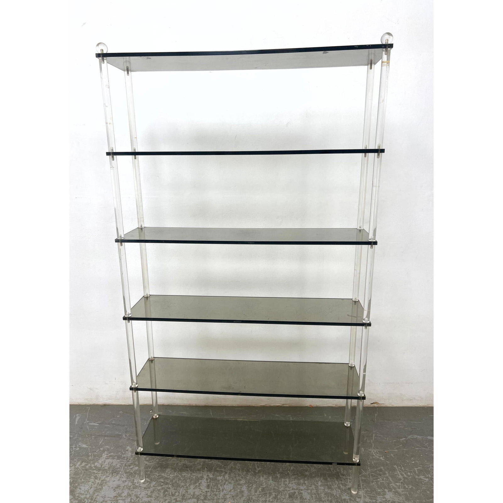 Mid Century Modern Lucite and smoked glass shelving unit. Shelf. (1 of 6)