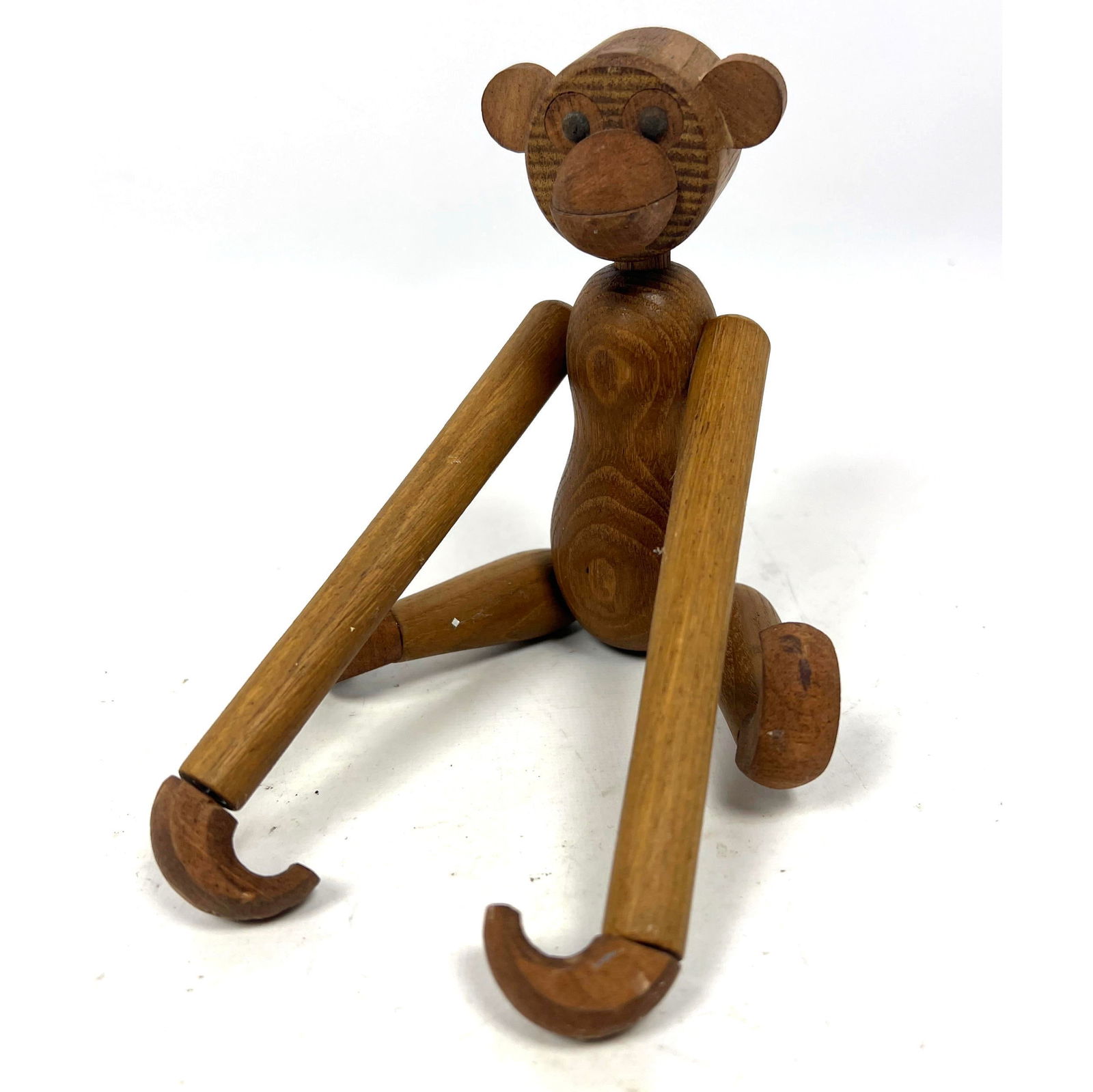 Danish Teak Modern Jointed Monkey Figure Toy. Kay Bojesen style.: Danish Teak Modern Jointed Monkey Figure Toy. Kay Bojesen style. Dimensions: Height: 5 inches, Width: 3 inches, Depth: 7 inches. --- - We offer curbside delivery for most items to NYC, Manhattan, Clos