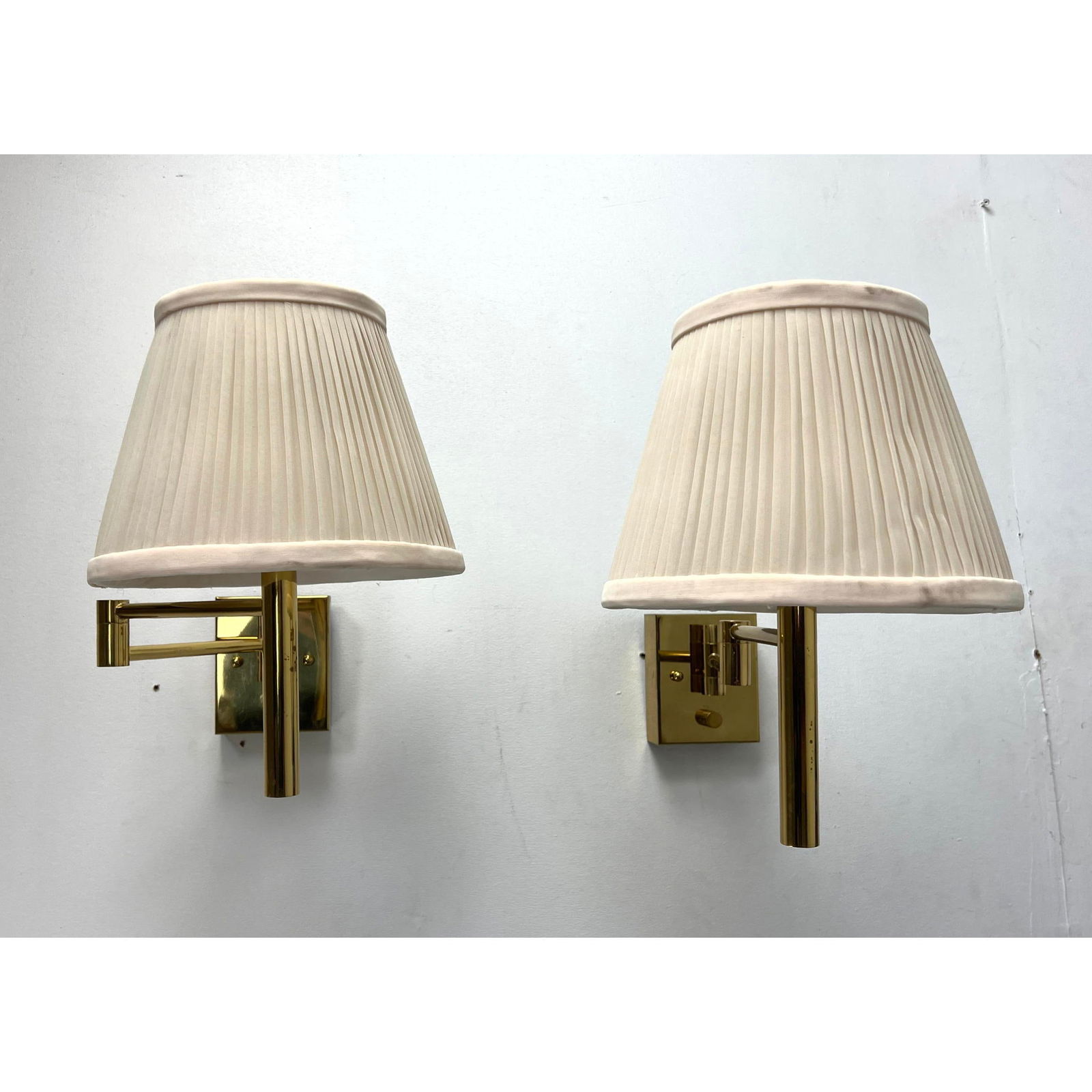 Pr Brass Modernist Extension Arm Wall Mount Lamps. (1 of 11)