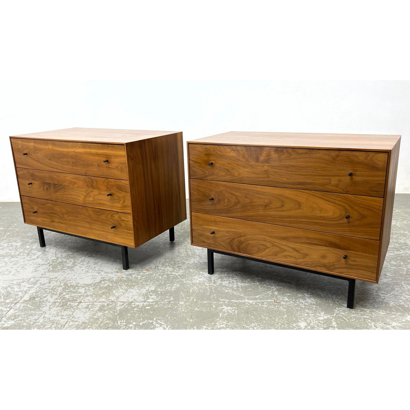 Pr ROOM & BOARD American Walnut Bachelor's Chests. Handcrafted Three Drawer Dressers. Black Frame Ba (1 of 15)