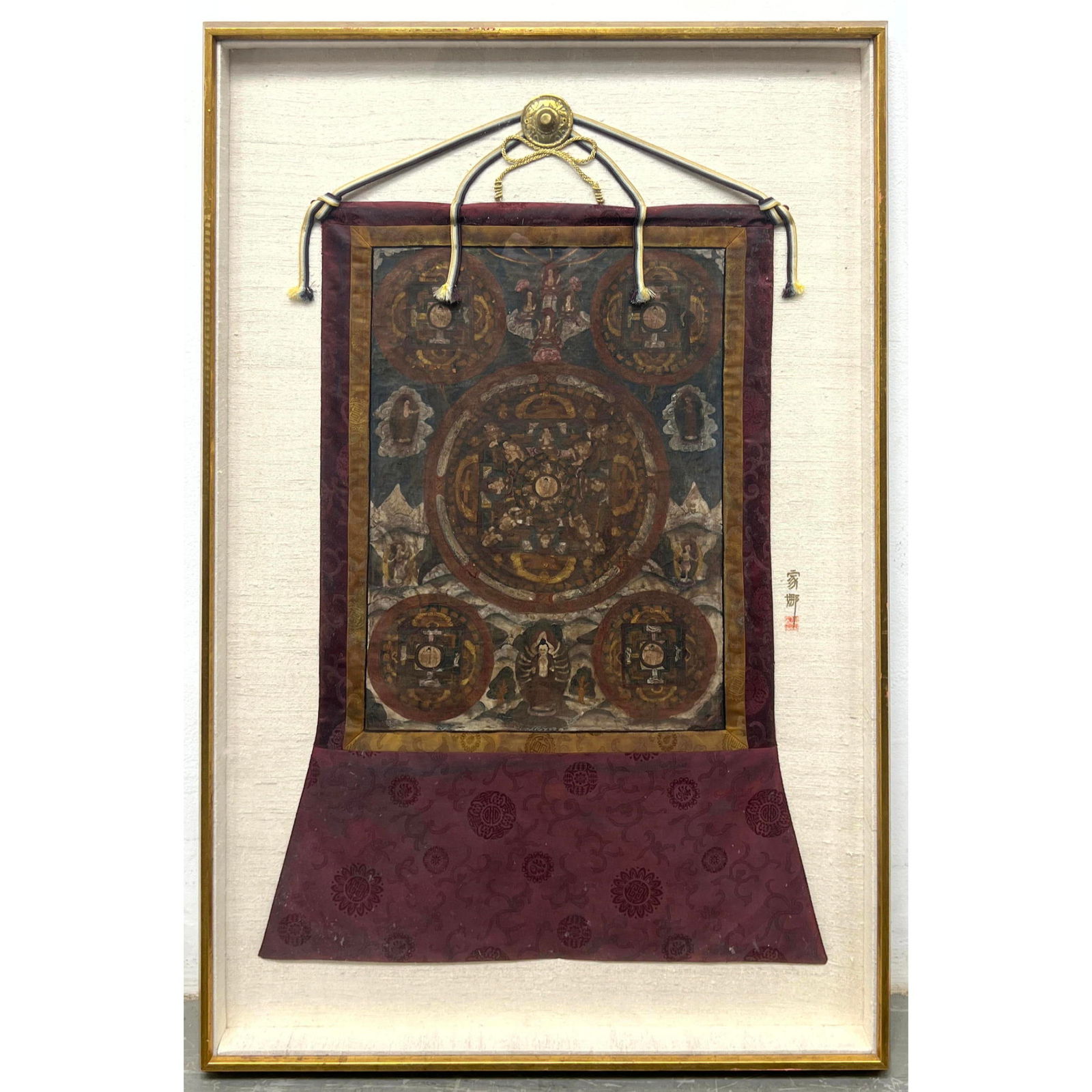 Shadow Box Framed Hand Painted Thangka. (1 of 12)