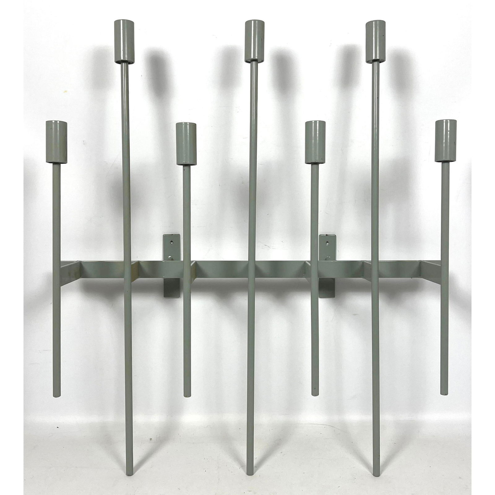 Donald Drumm Raymor Wall Mount Candelabra. Painted steel. Unmarked.: Donald Drumm Raymor Wall Mount Candelabra. Painted steel. Unmarked. Dimensions: Height: 24 inches, Width: 21 inches, Depth: 7.5 inches. --- - We offer curbside delivery for most items to NYC, Manhatta