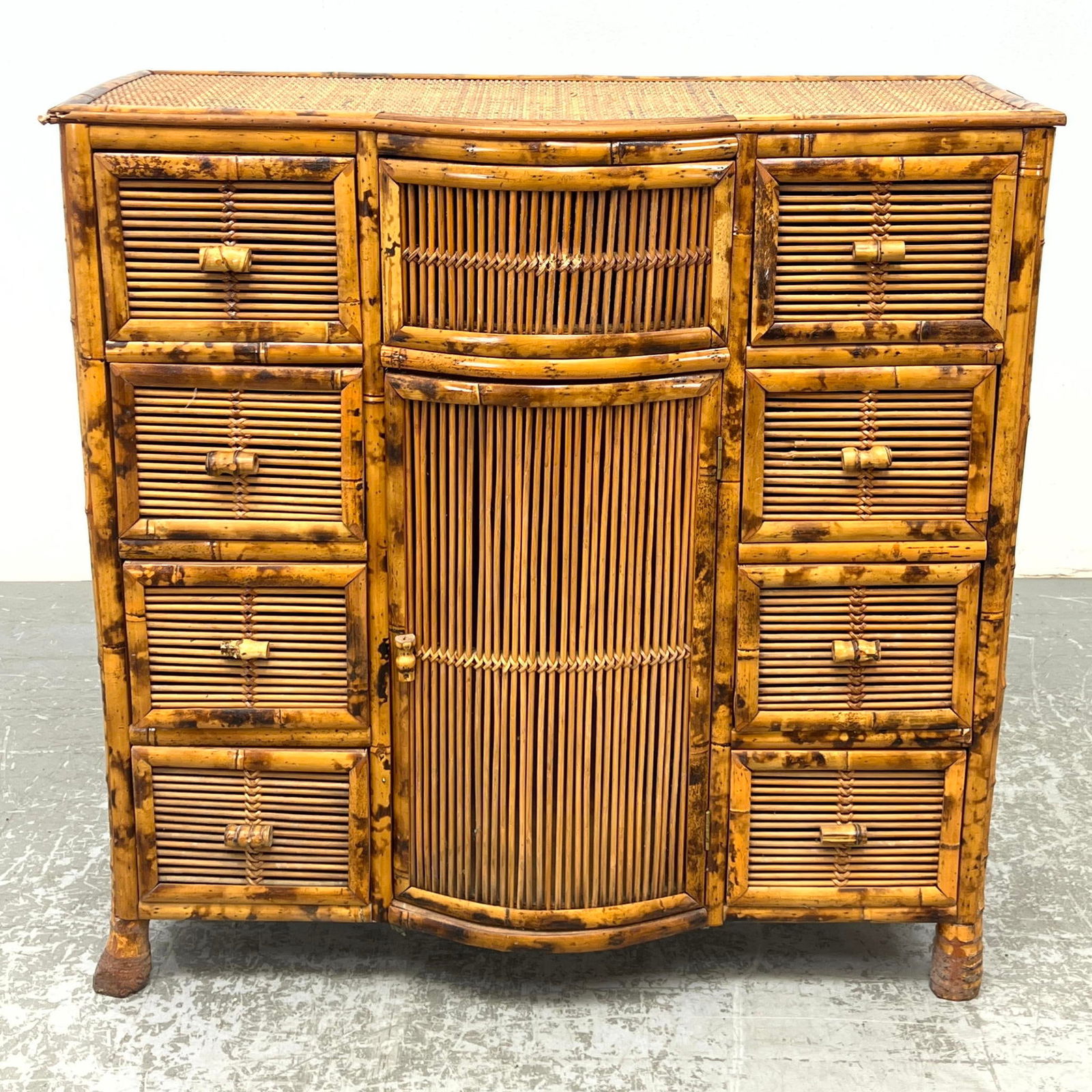 Bamboo Rattan Multi Drawer Cabinet Chest. Woven Top and Sides. (1 of 12)