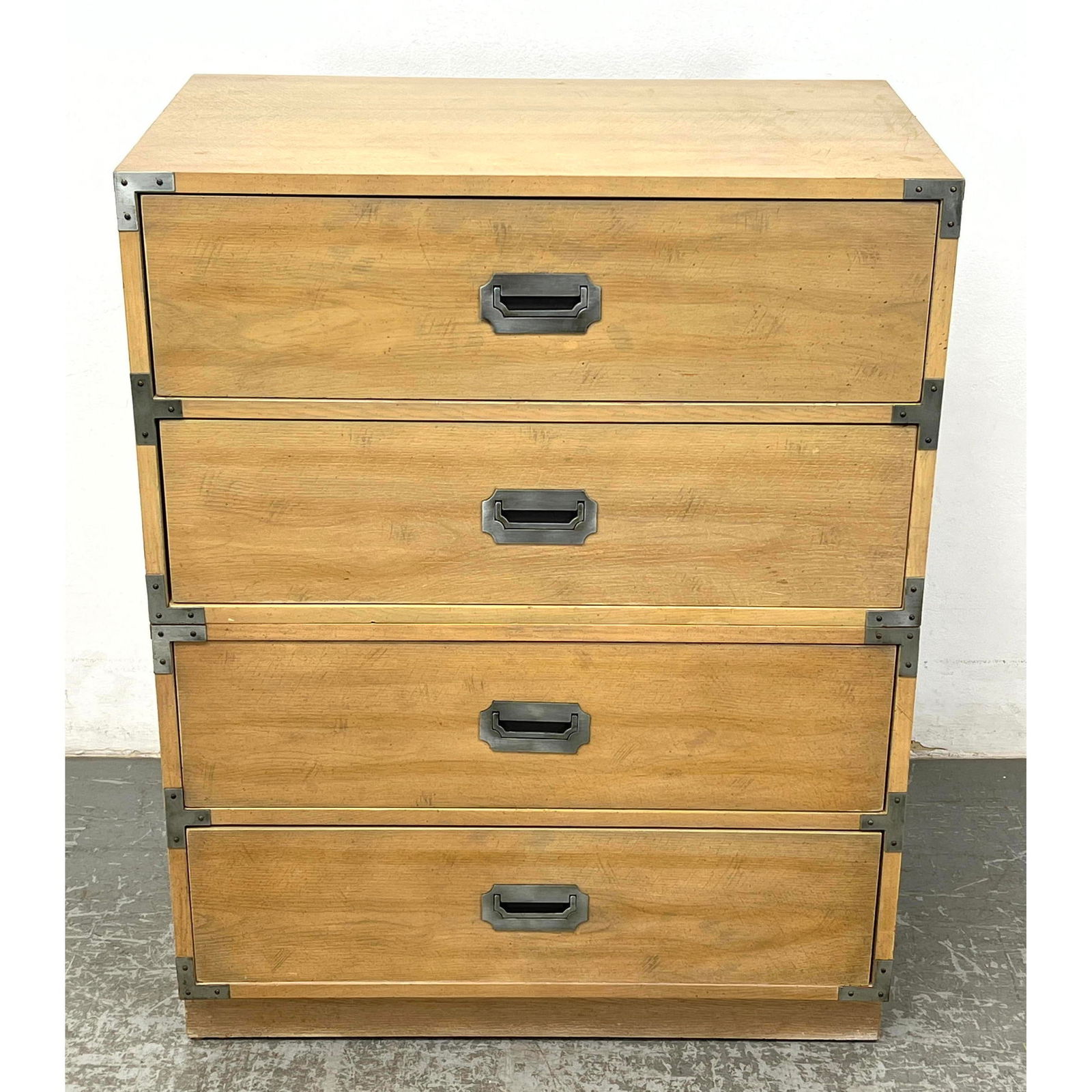 Bernhardt Campaign Style Four Drawer Chest Dresser. (1 of 13)