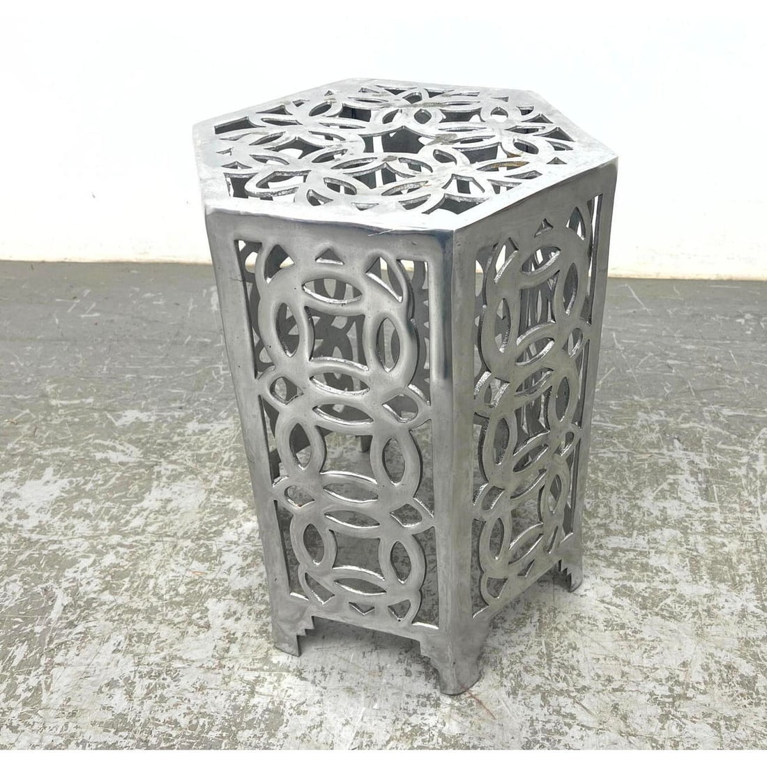 Pierced Aluminum Plant table or pedestal. (1 of 10)