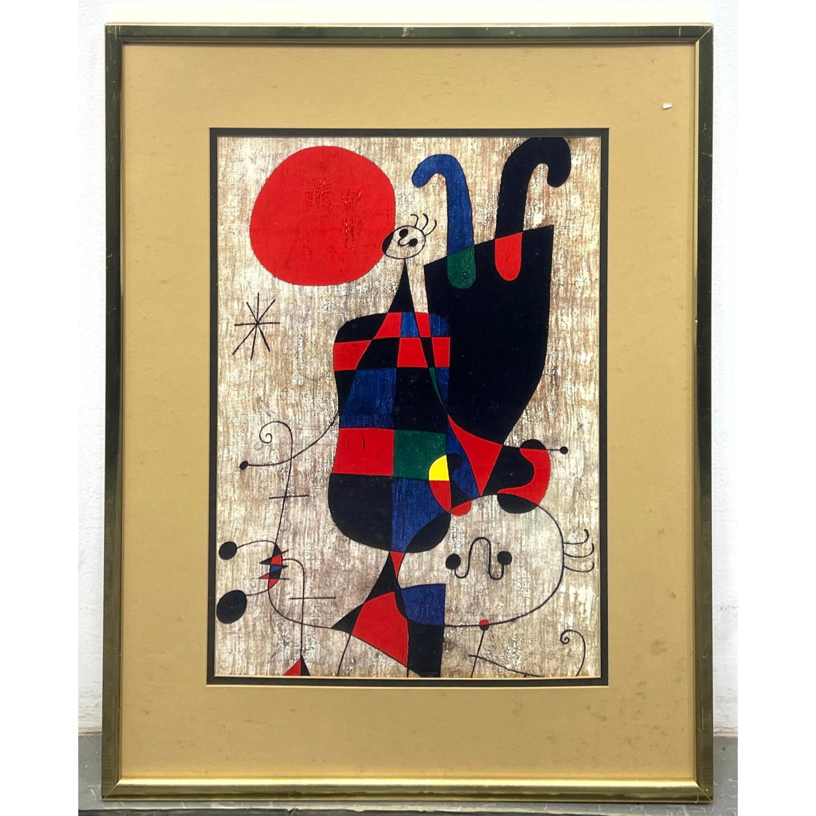 After Joan Miro Figures and Dog in Front of the Sun Vintage Print (1 of 9)