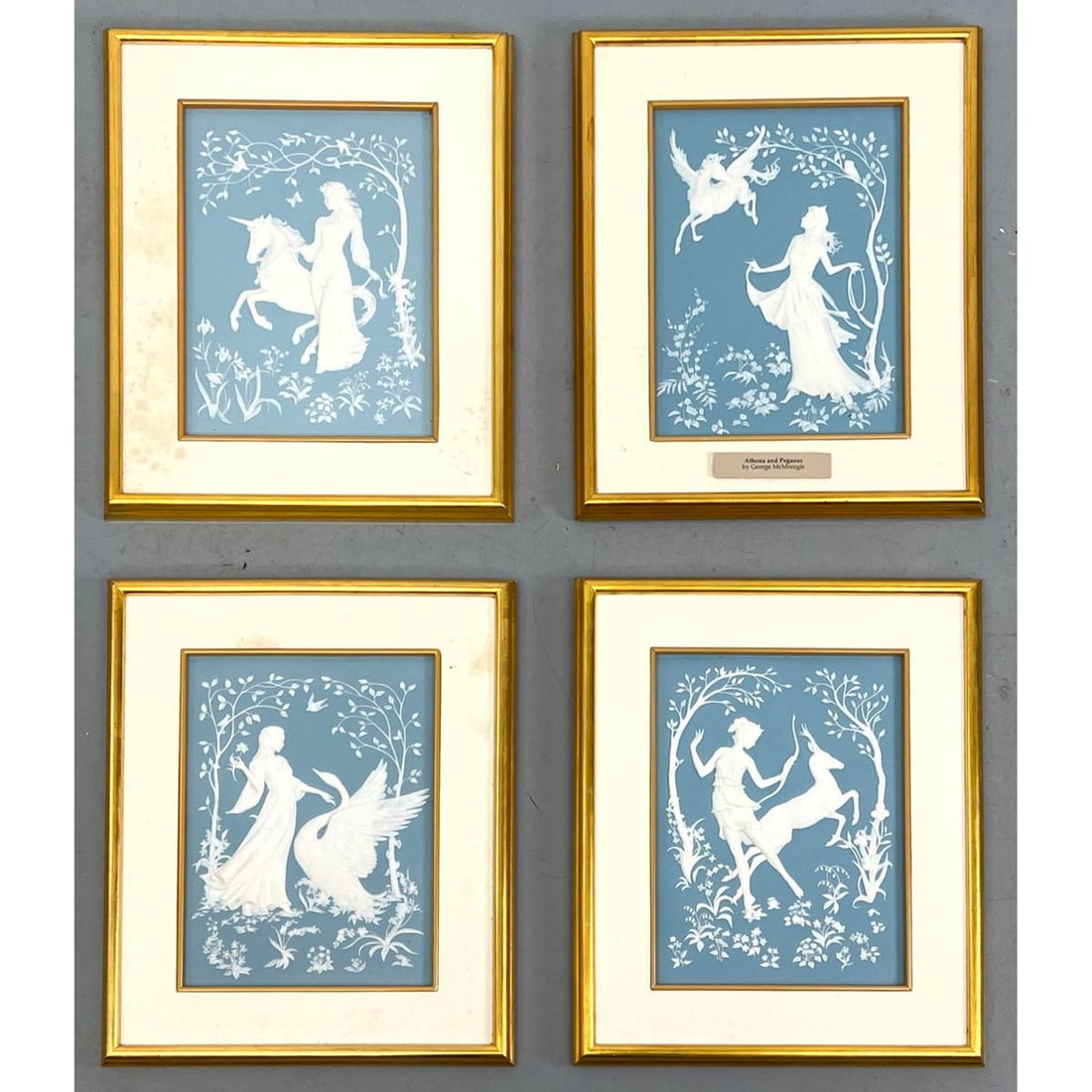 Set 4 Parian Porcelain Tiles by GEORGE McMONIGLE. FRANKLIN MINT. 'Leda and the Swan", "Diana and the (1 of 14)