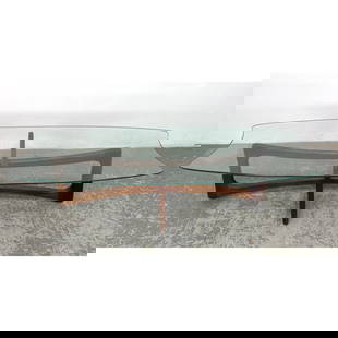 Adrian Pearsall for Craft Associates Oval Bowtie Walnut Coffee Table.: Adrian Pearsall for Craft Associates Oval Bowtie Walnut Coffee Table. Dimensions: Height: 16 inches, Width: 59 inches, Depth: 20.5 inches. ---