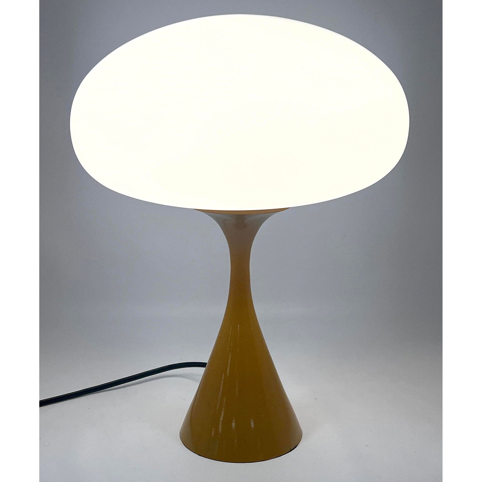 Yellow DESIGNLINE StemLite Glass Shade Mushroom Table Lamp. Mustard Yellow Base. Modernist Lighting. (1 of 11)
