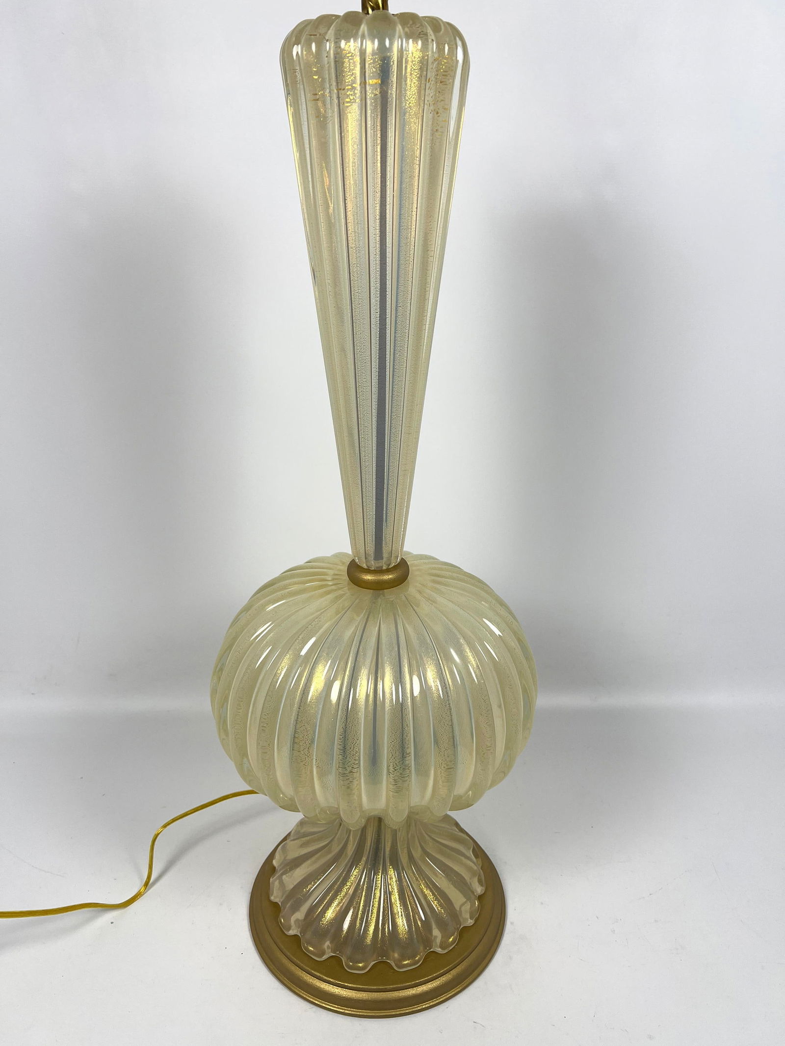 Venetian Murano Art Glass 3 Part Table Lamp. Modernist Lighting. Triple Ribbed Glass Forms. (1 of 12)