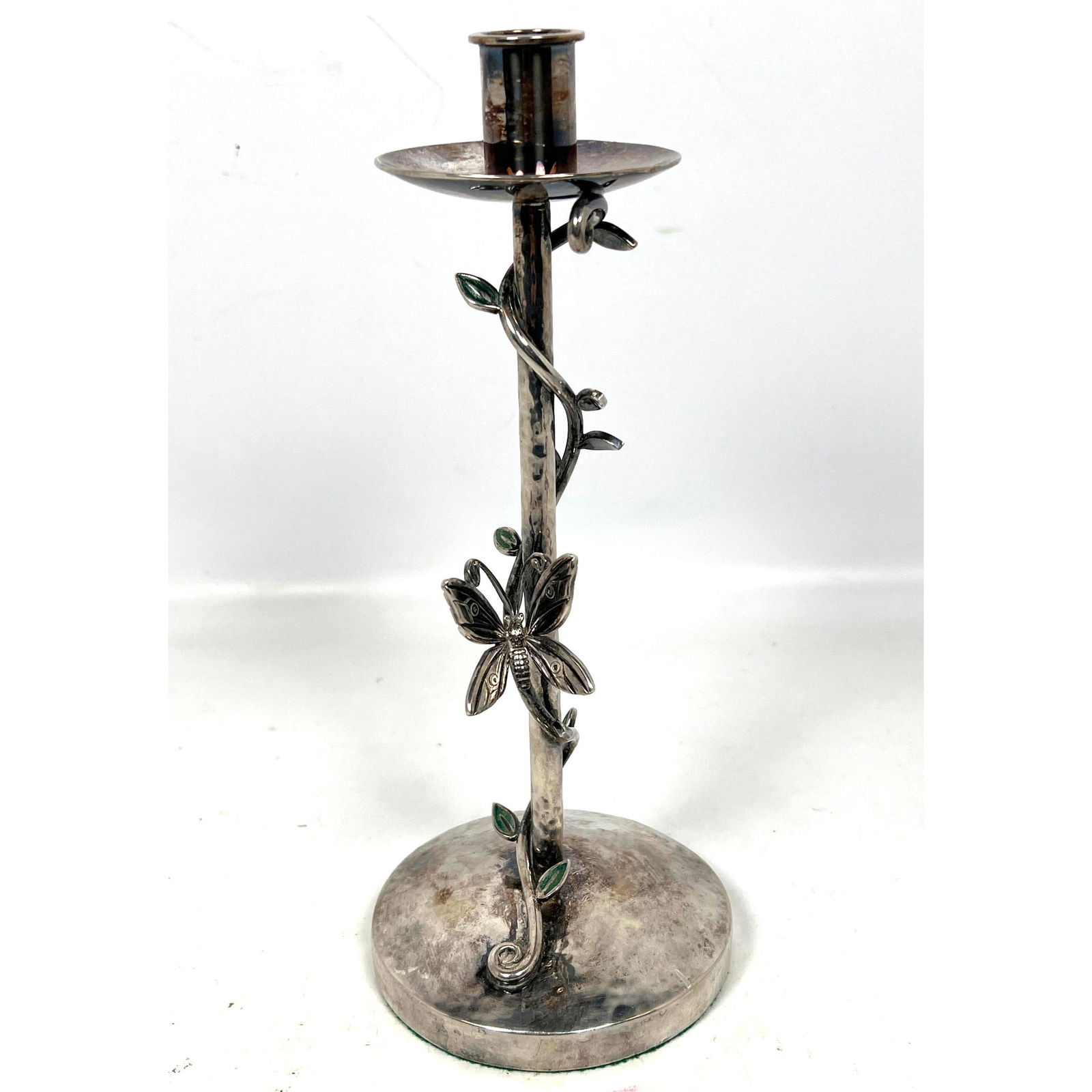 Emilia Castillo silver plate candle holder. Butterfly. (1 of 9)
